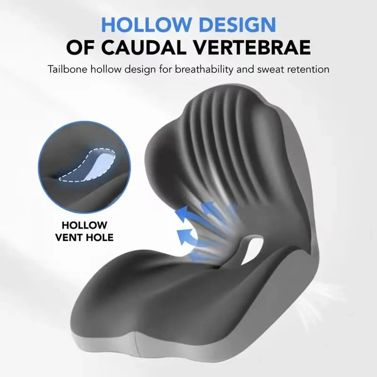 Elvix ergonomic memory foam seat cushion for office chair and car, provides tailbone pain relief and posture support.