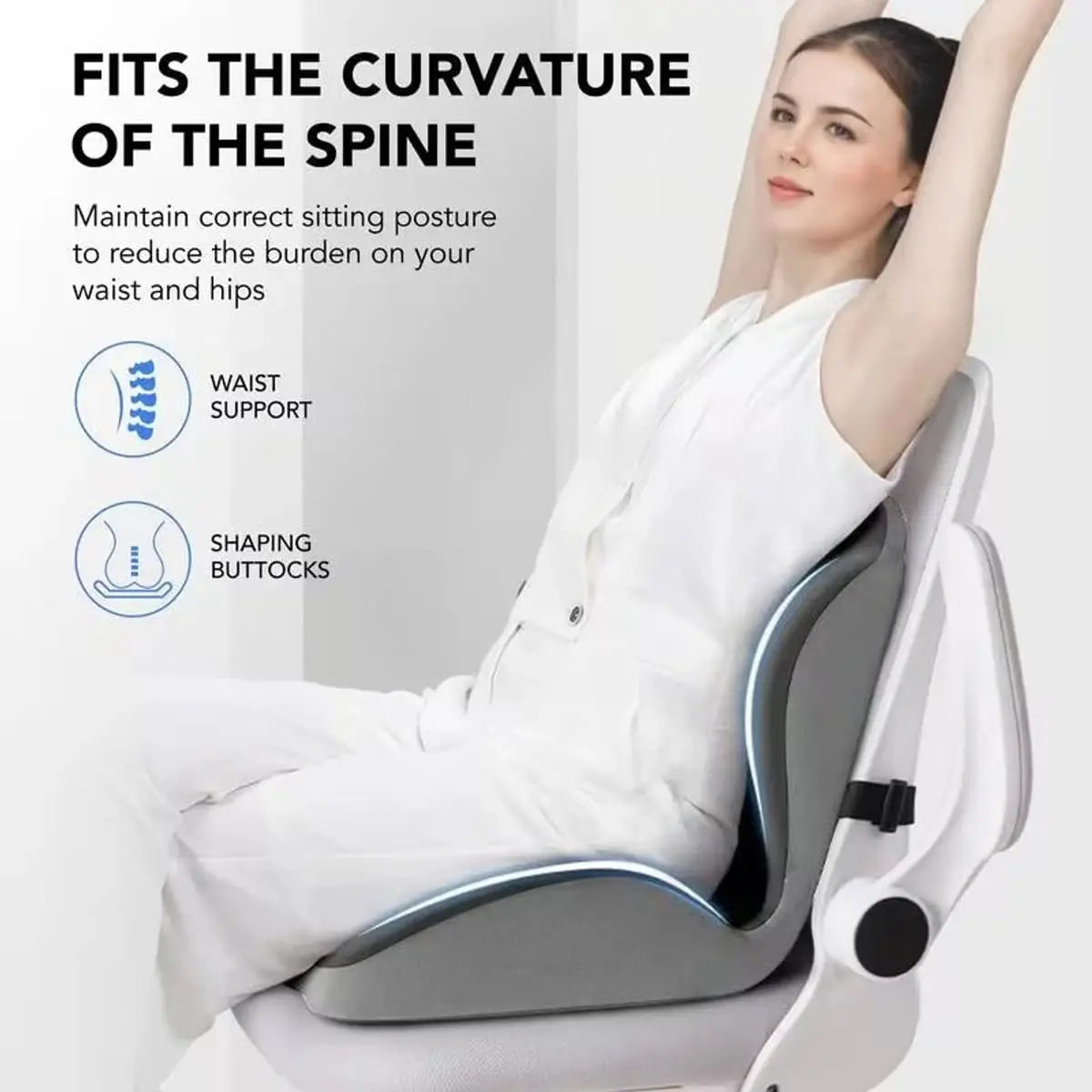 Elvix ergonomic memory foam seat cushion from Platinum-Level Office Chairs, designed for office and car seats to relieve tailbone pain.