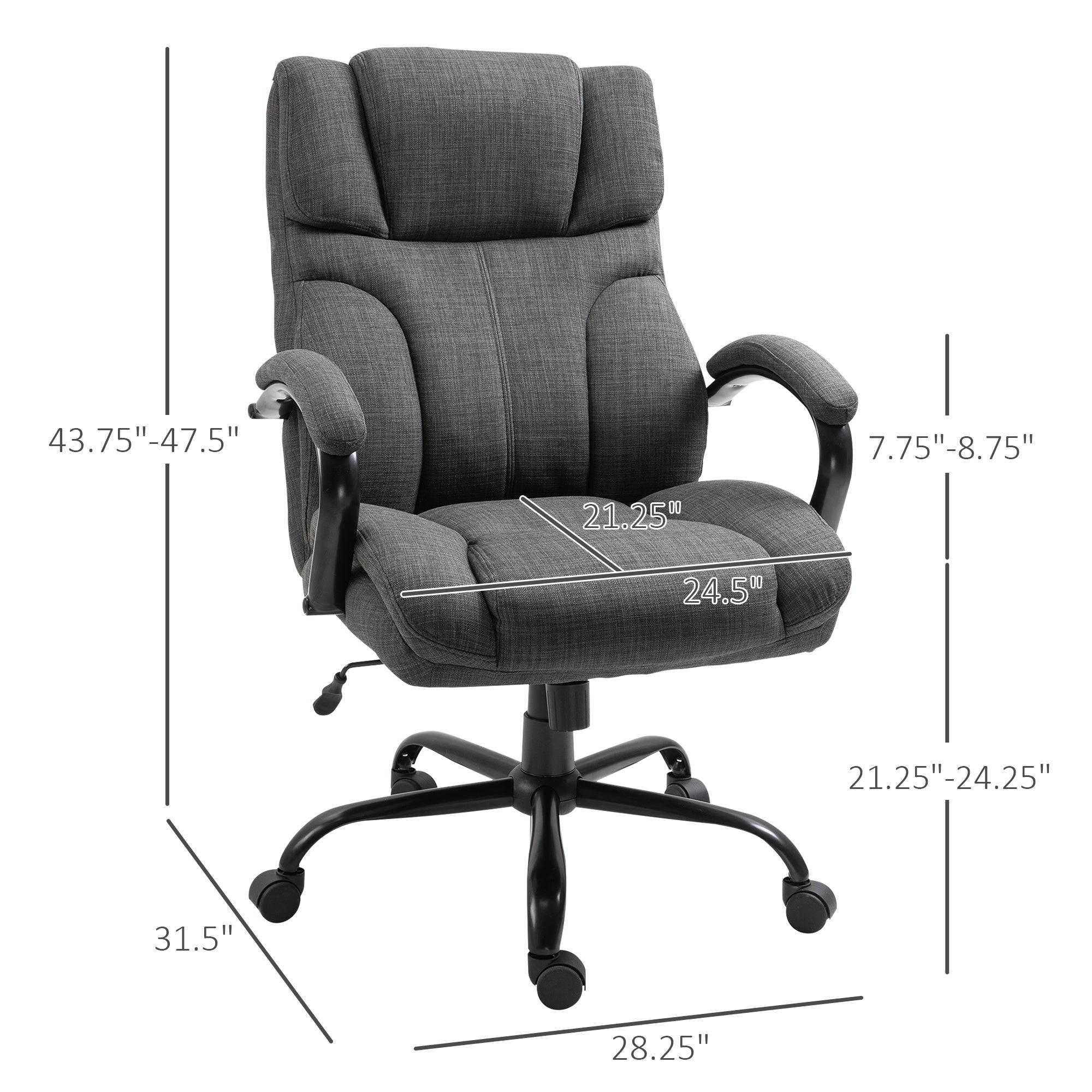 Heavy-Duty Big and Tall Ergonomic Office Chair with Spacious Seat, Adjustable Height and Linen Upholstery, Dark Grey - Platinum-Level Office Chairs