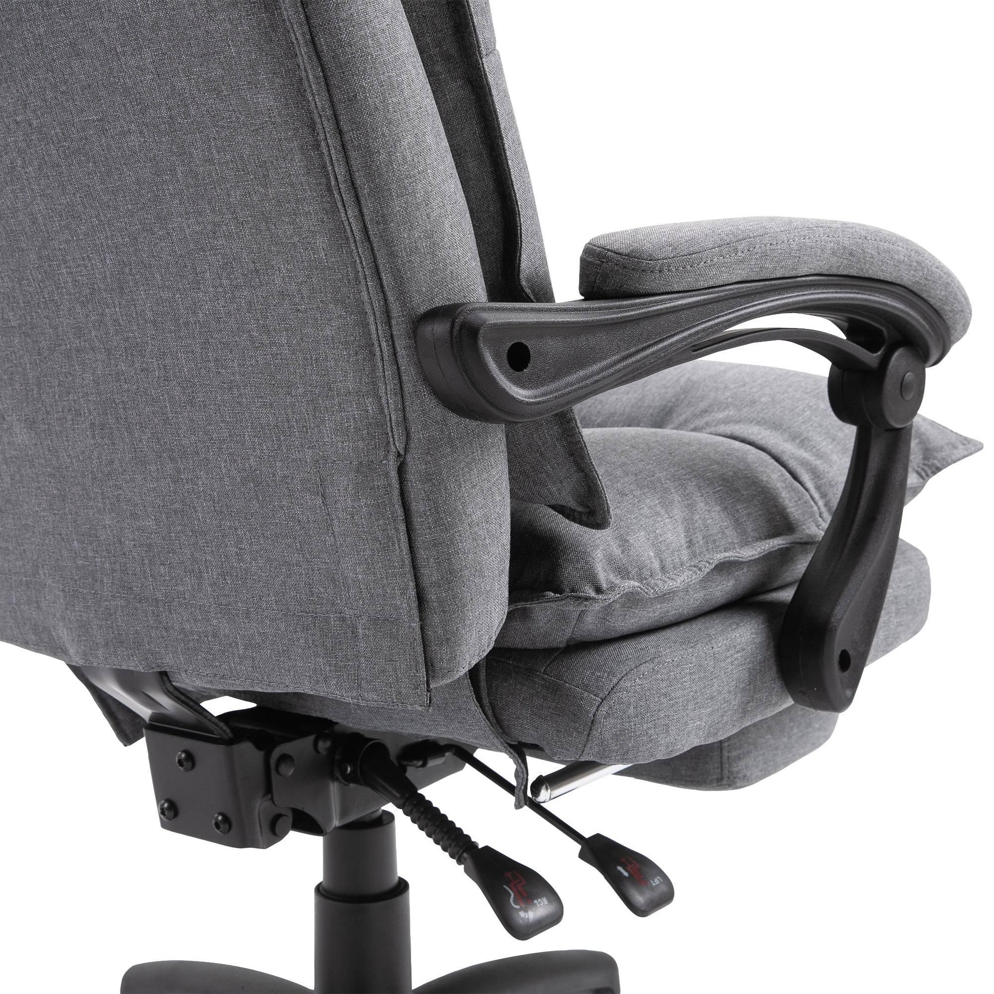 Vinsetto Adjustable 360° Swivel Recliner Chair with Retractable Footrest and Double Padding in Grey Fabric for Home Office - Platinum-Level Office Chairs