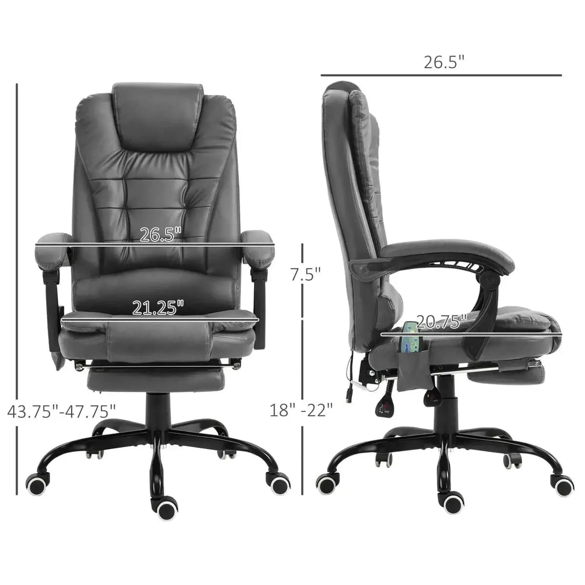 Vinsetto Premium Executive Office Chair with 7-Point Vibrating Massage