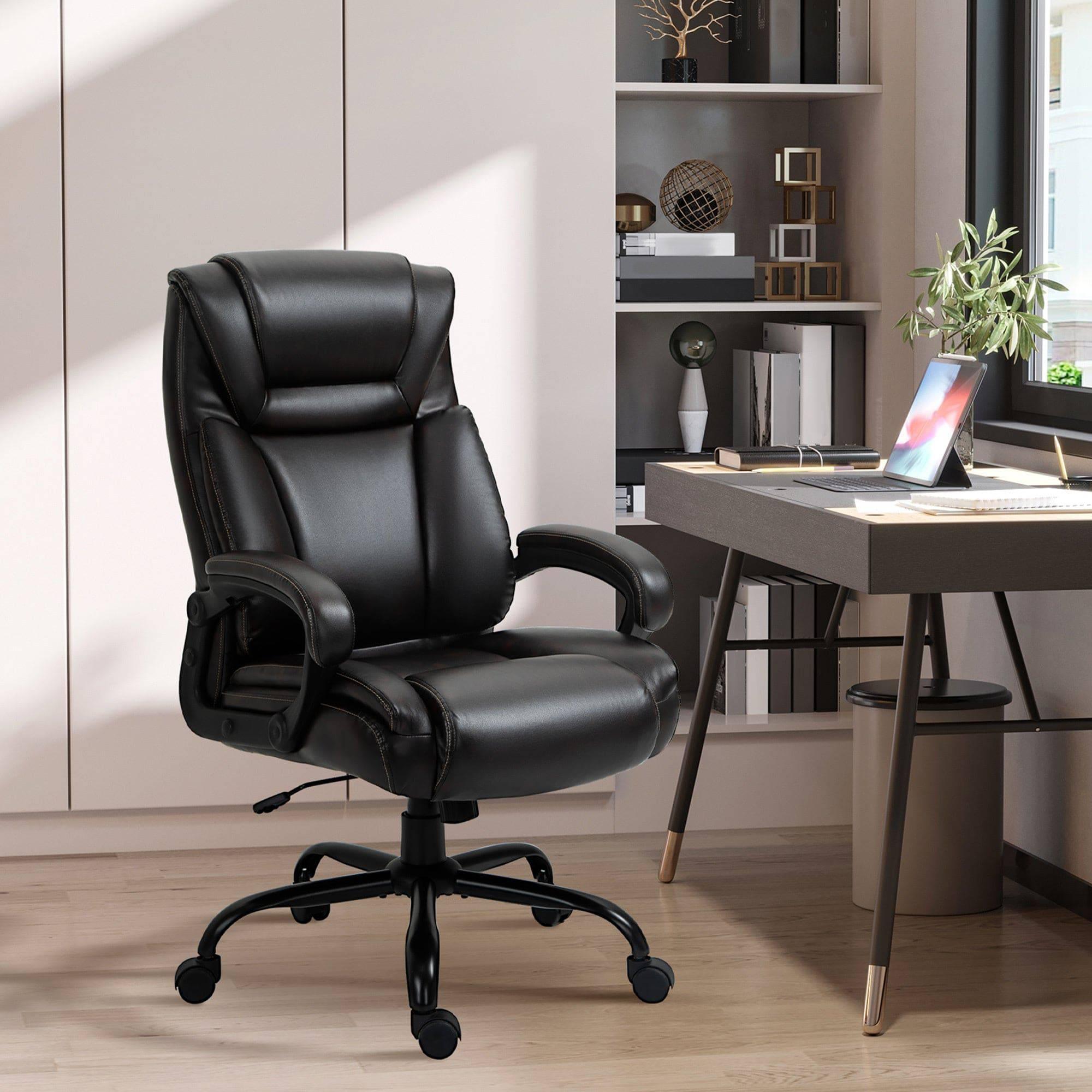 Vinsetto Ergonomic Big and Tall Executive Office Chair Brown PU Leather - Platinum-Level Office Chairs
