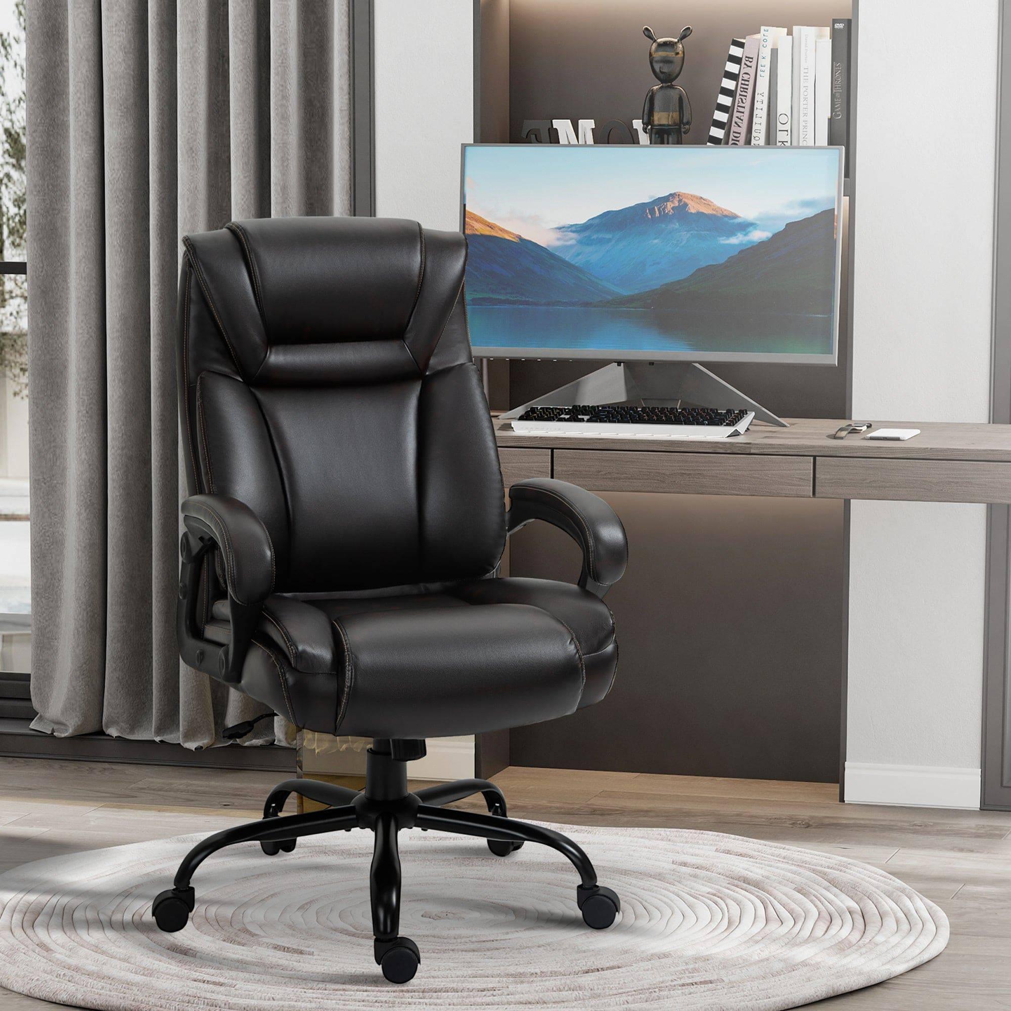 Vinsetto Ergonomic Big and Tall Executive Office Chair Brown PU Leather - Platinum-Level Office Chairs