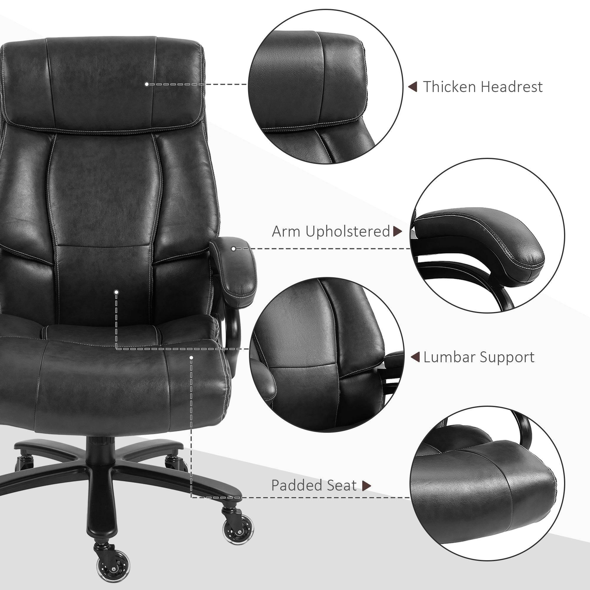 Vinsetto Heavy-Duty Big and Tall PU Leather Office Chair, 400lb Capacity, Black - Platinum-Level Office Chairs