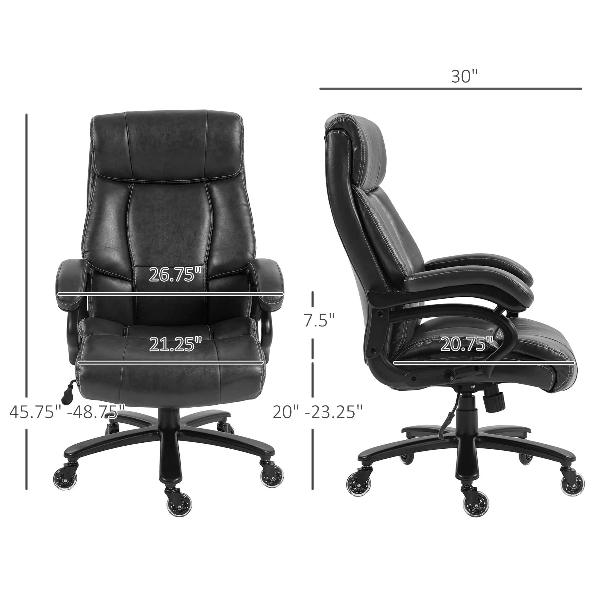 Vinsetto Heavy-Duty Big and Tall PU Leather Office Chair, 400lb Capacity, Black - Platinum-Level Office Chairs