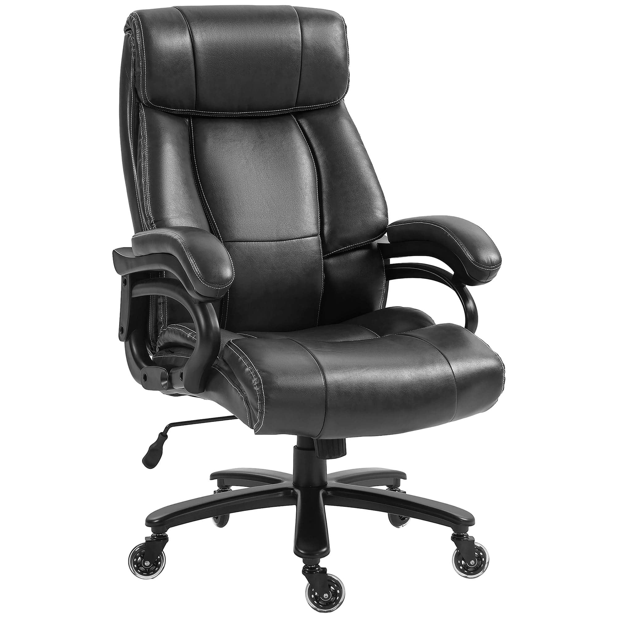 Vinsetto Heavy-Duty Big and Tall PU Leather Office Chair, 400lb Capacity, Black - Platinum-Level Office Chairs