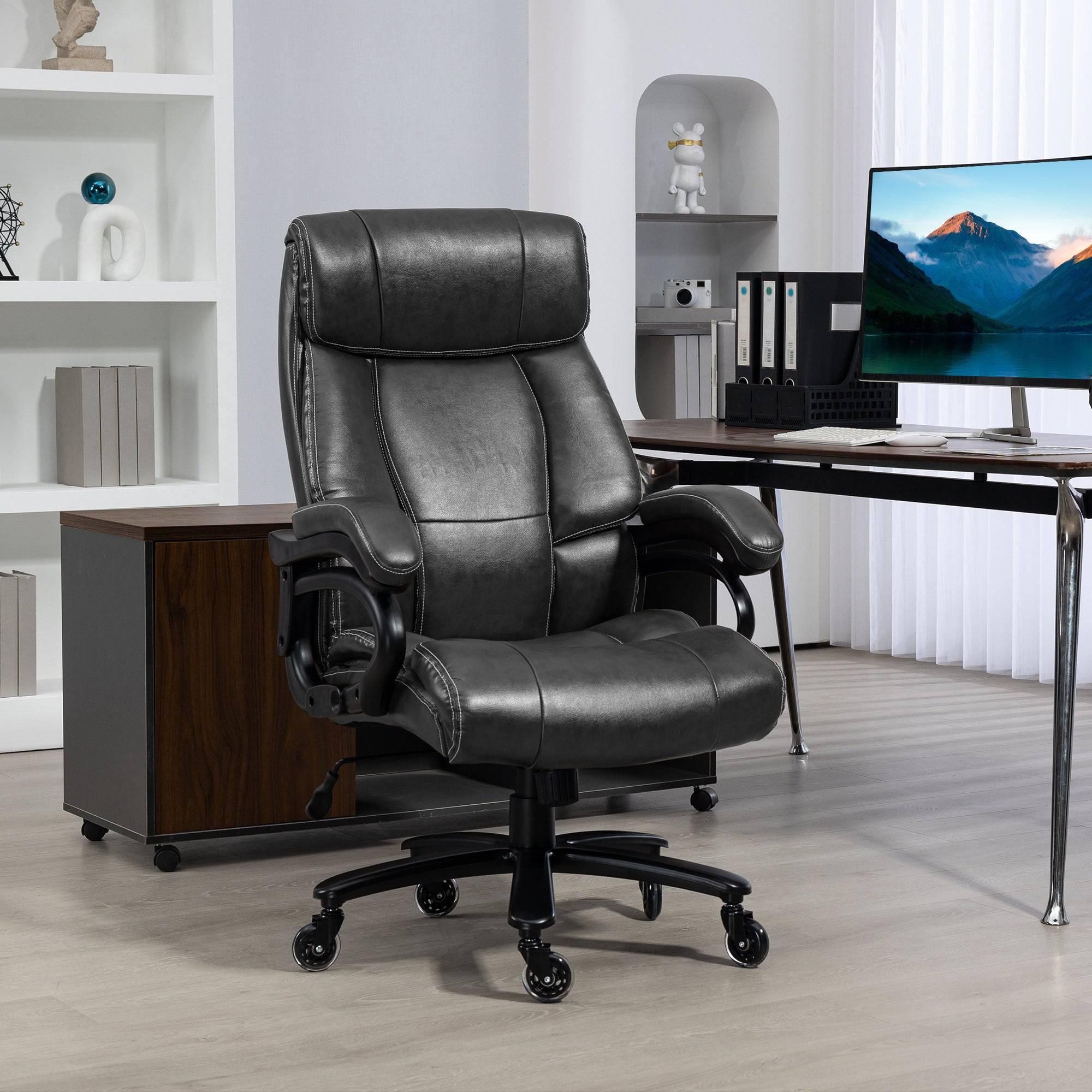 Vinsetto Heavy-Duty Big and Tall PU Leather Office Chair, 400lb Capacity, Black - Platinum-Level Office Chairs
