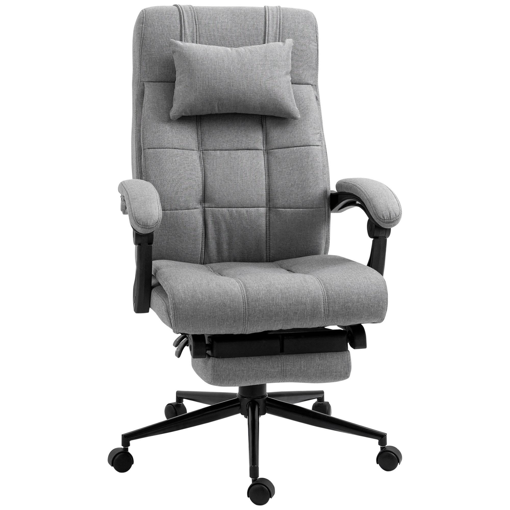 Vinsetto High Back Swivel Executive Office Chair with Adjustable Height, Retractable Footrest, Headrest, and Padded Armrests in Light Grey Linen-Feel Fabric - Platinum-Level Office Chairs