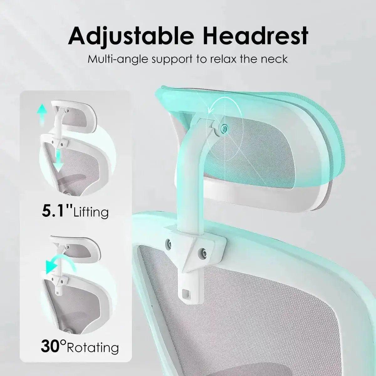 White Gray Ergonomic Office Chair High Back Lumbar Support Headrest - Platinum-Level Office Chairs
