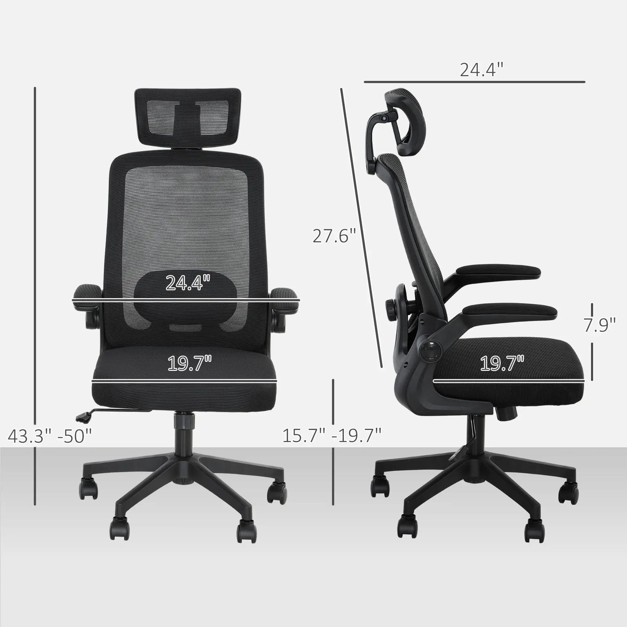 Black ergonomic mesh office chair with adjustable lumbar support and headrest by Platinum-Level Office Chairs.