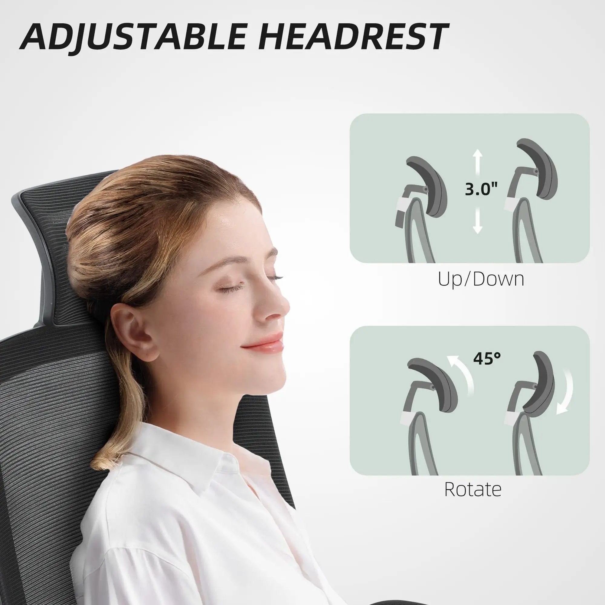 Black ergonomic mesh office chair with adjustable lumbar support and headrest by Platinum-Level Office Chairs.