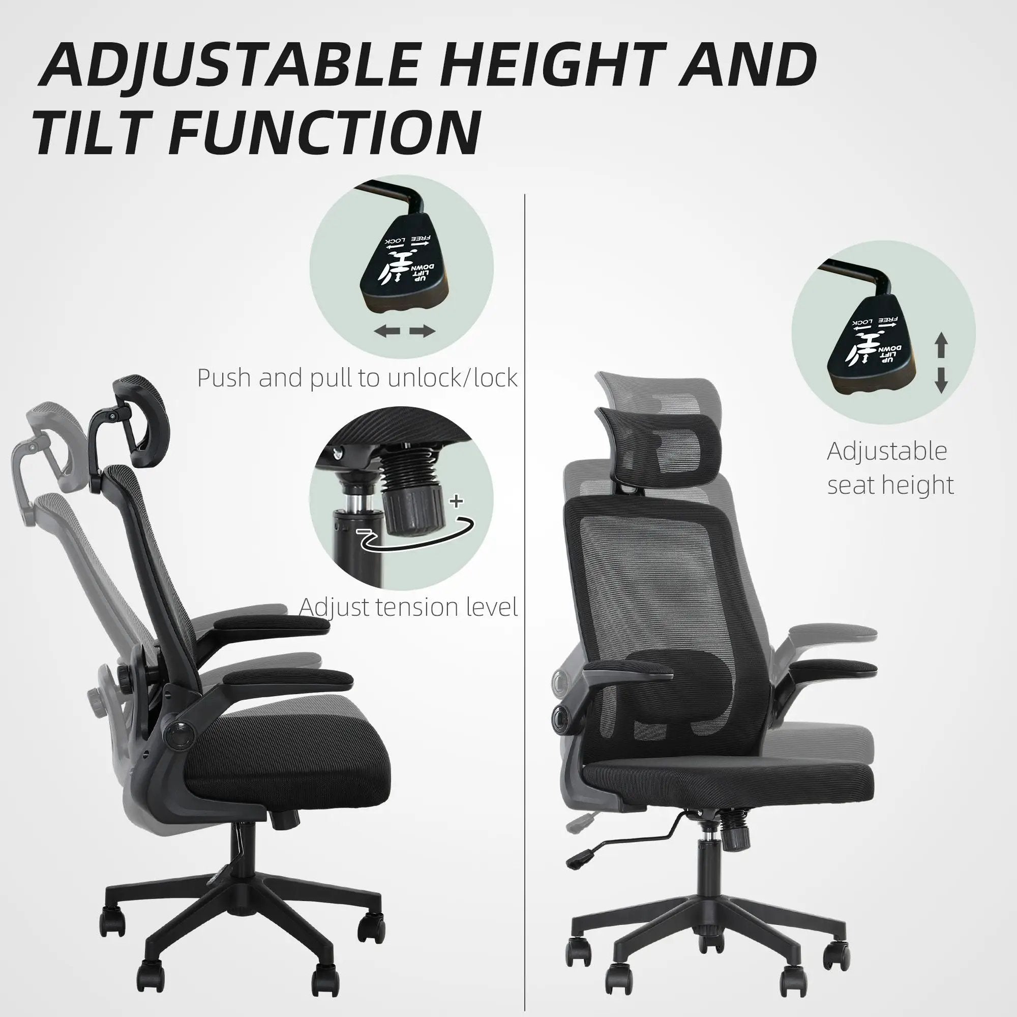 Black ergonomic mesh office chair by Platinum-Level Office Chairs with adjustable lumbar support and headrest for comfortable seating.