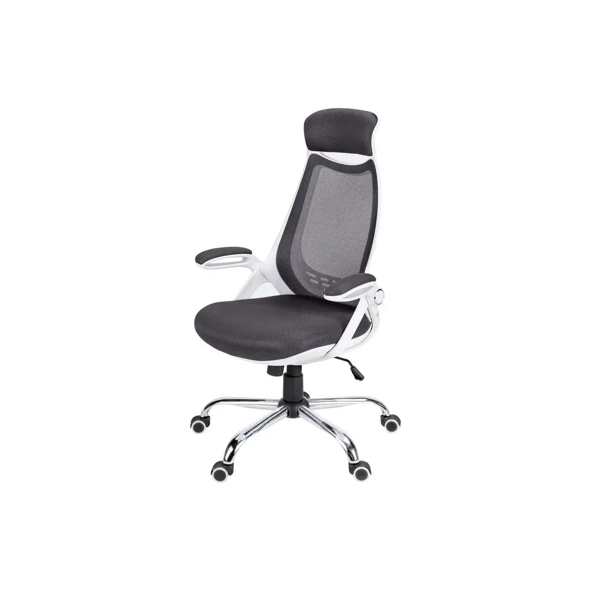Contemporary Office Chair with Adjustable Height, Swivel, Ergonomic Design, Grey Mesh Fabric, Chrome Metal Base, Modern Work Desk Chair - Platinum-Level Office Chairs