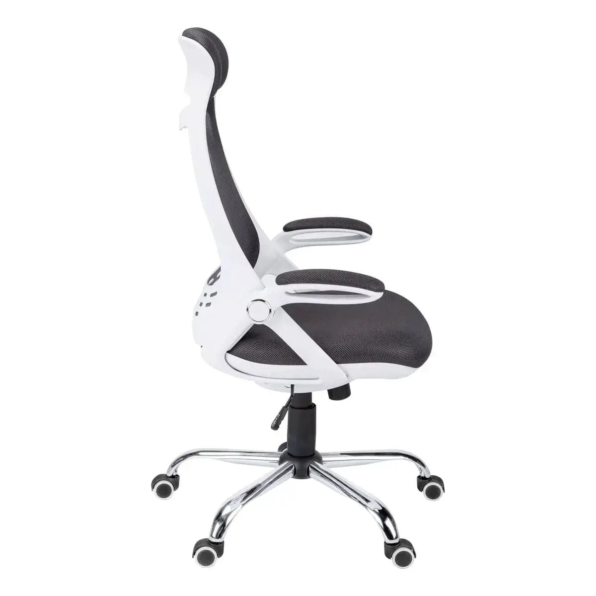 Contemporary Office Chair with Adjustable Height, Swivel, Ergonomic Design, Grey Mesh Fabric, Chrome Metal Base, Modern Work Desk Chair - Platinum-Level Office Chairs