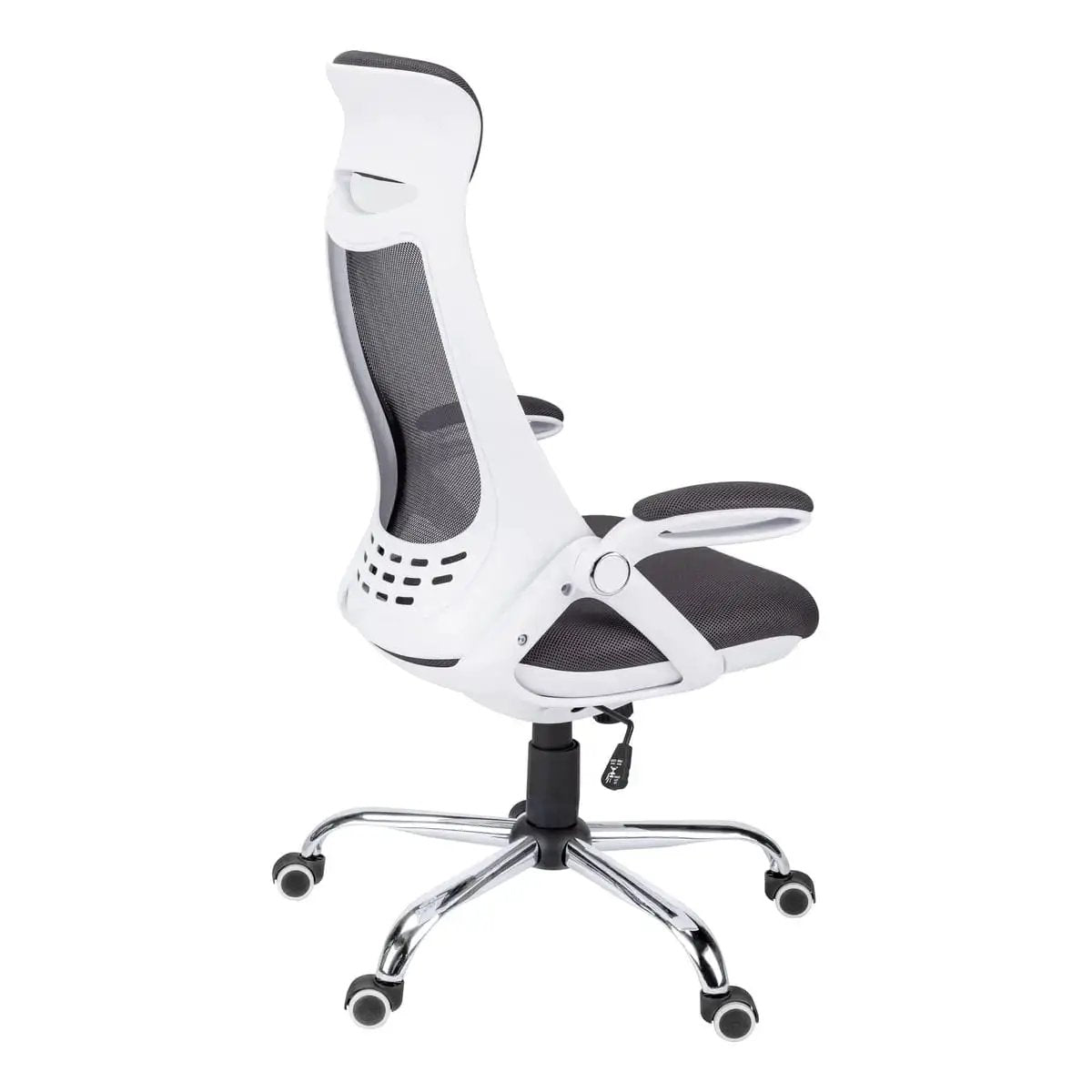 Contemporary Office Chair with Adjustable Height, Swivel, Ergonomic Design, Grey Mesh Fabric, Chrome Metal Base, Modern Work Desk Chair - Platinum-Level Office Chairs