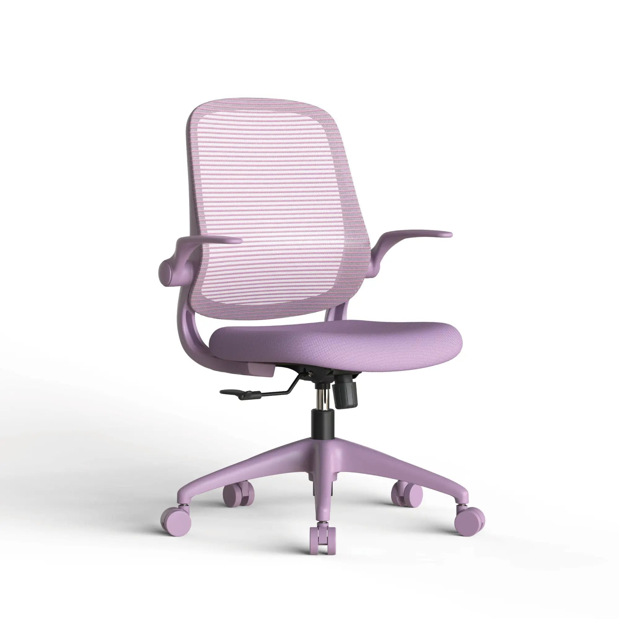 Purple ergonomic office chair with mesh back and molded foam seat, designed for home office comfort by Platinum-Level Office Chairs.