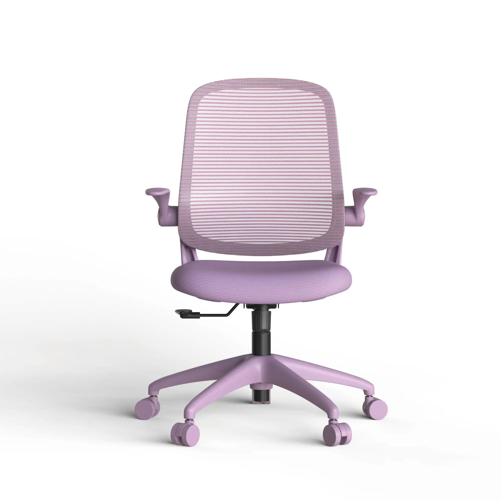 Purple ergonomic office chair with mesh back and integrated molded foam, designed for home office comfort by Platinum-Level Office Chairs.