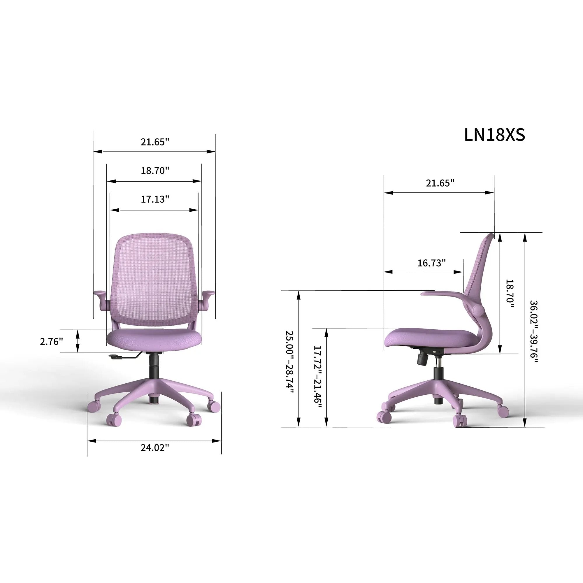 Purple ergonomic office chair with mesh back and molded foam seat by Platinum-Level Office Chairs, ideal for home office comfort.