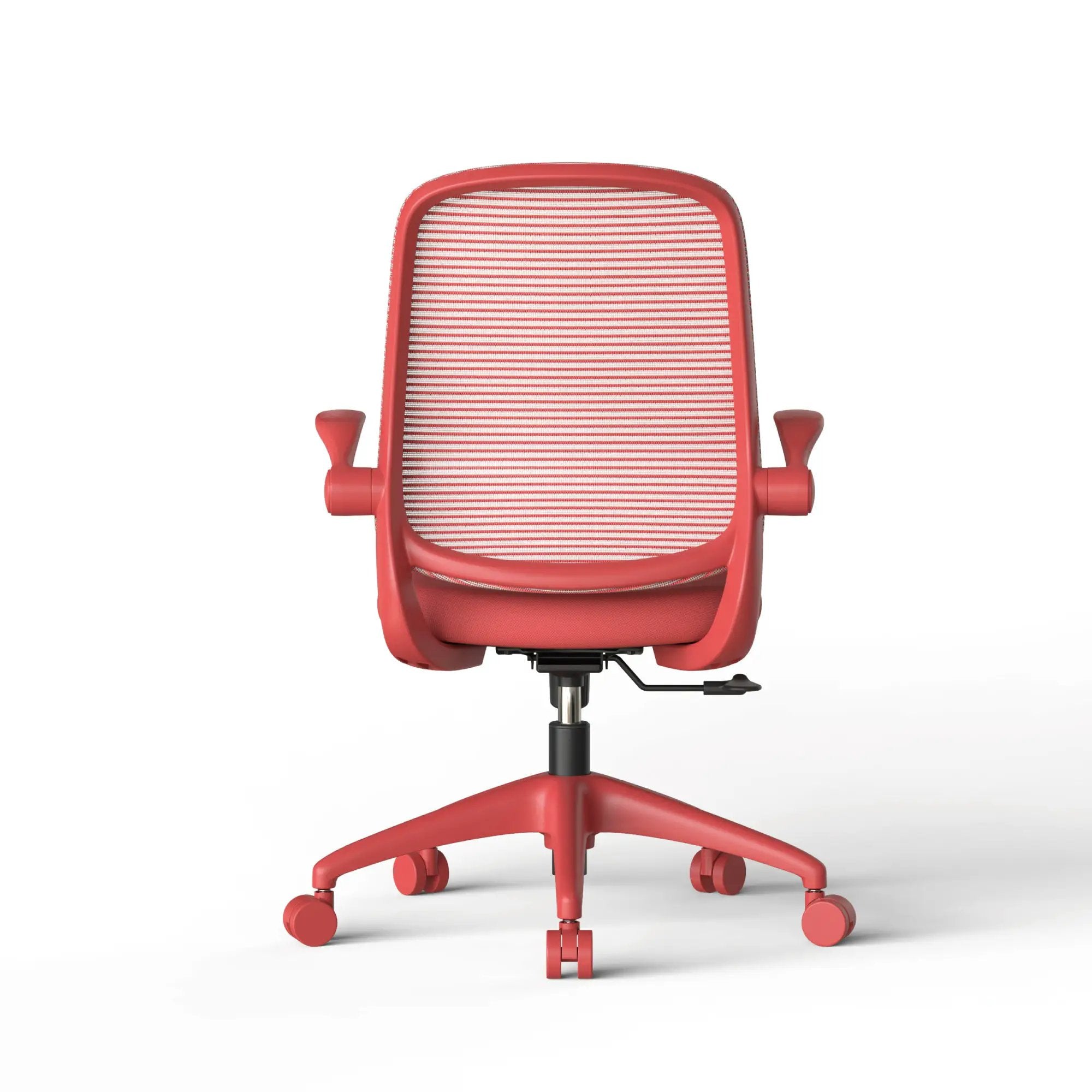 Red ergonomic office chair with mesh back and molded foam seat by Platinum-Level Office Chairs, designed for home office comfort.