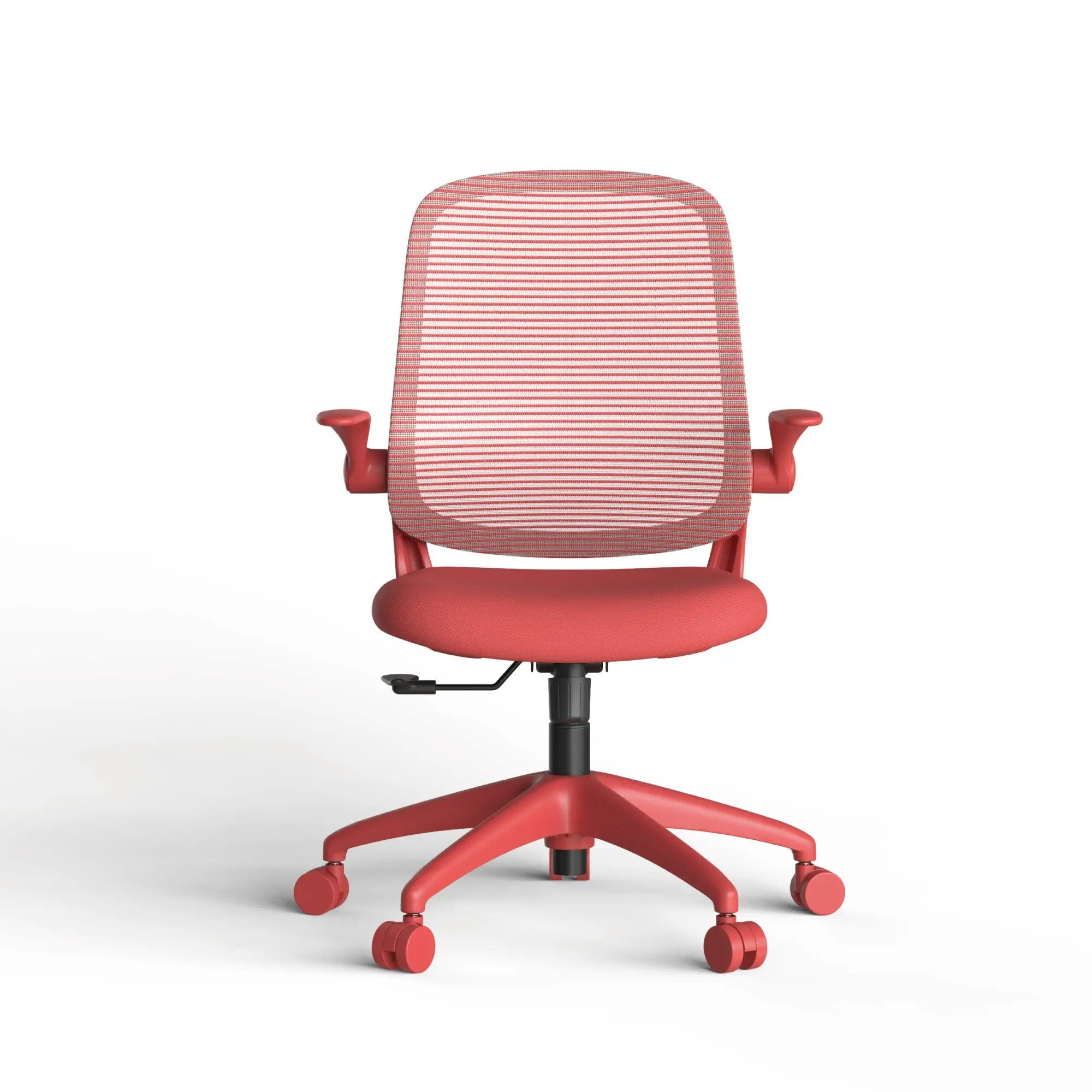 Red ergonomic office chair with mesh back and molded foam seat by Platinum-Level Office Chairs for home office comfort.