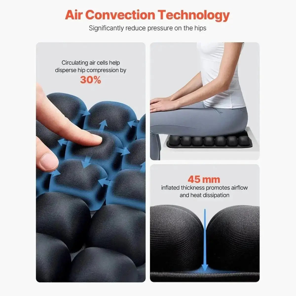 Platinum-Level Premium Inflatable Air Cell Seat Cushion for Wheelchair Office Car Travel Pressure Relief - Platinum-Level Office Chairs