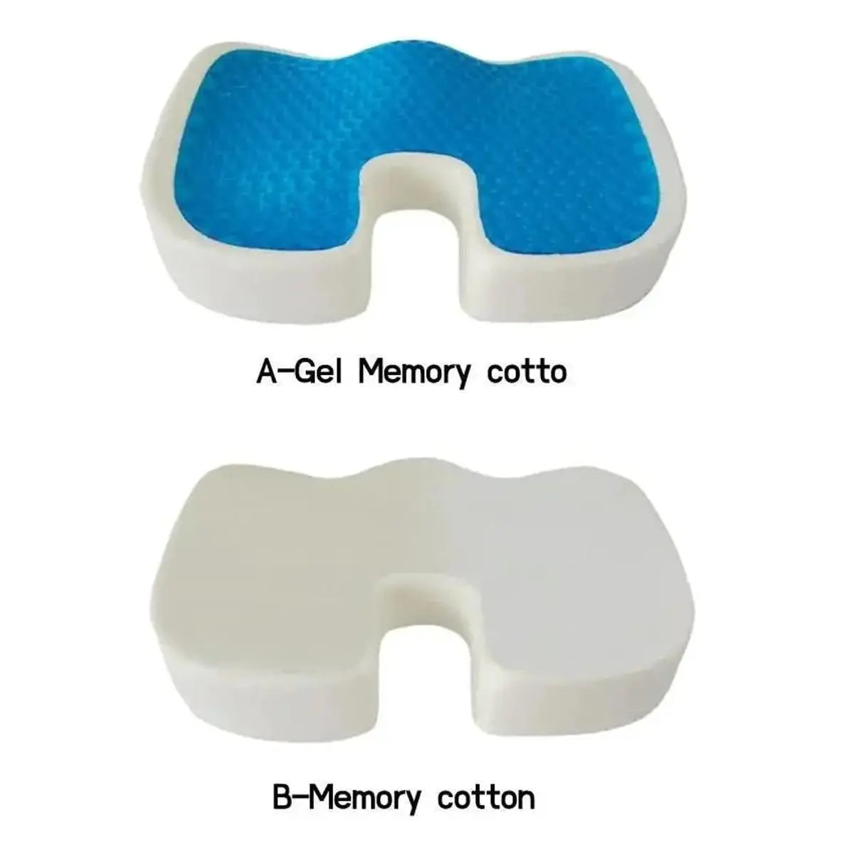 Gel memory foam U-shaped seat cushion by Platinum-Level Office Chairs, black ergonomic cushion for car and office coccyx support.