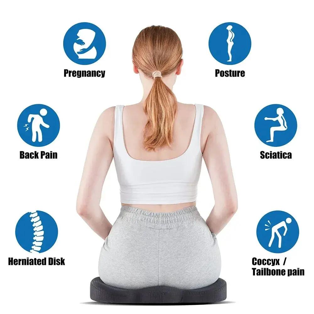 Black gel memory foam U-shaped seat cushion by Platinum-Level Office Chairs, ergonomic design for car and office coccyx comfort