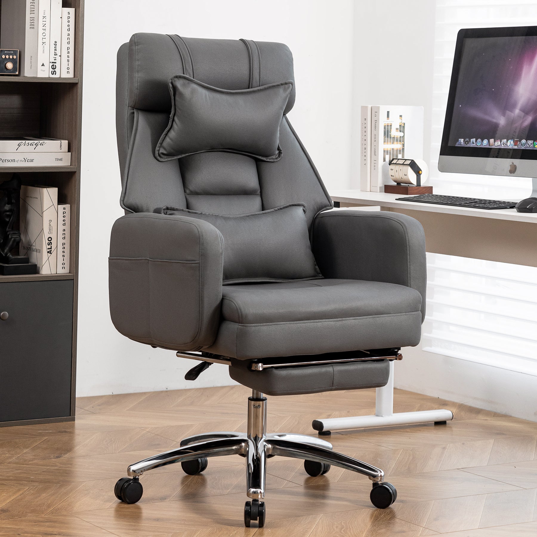 Dark Grey Ergonomic Swivel Office Chair With Lumbar Support from Platinum-Level Office Chairs, ideal for productive workspaces.