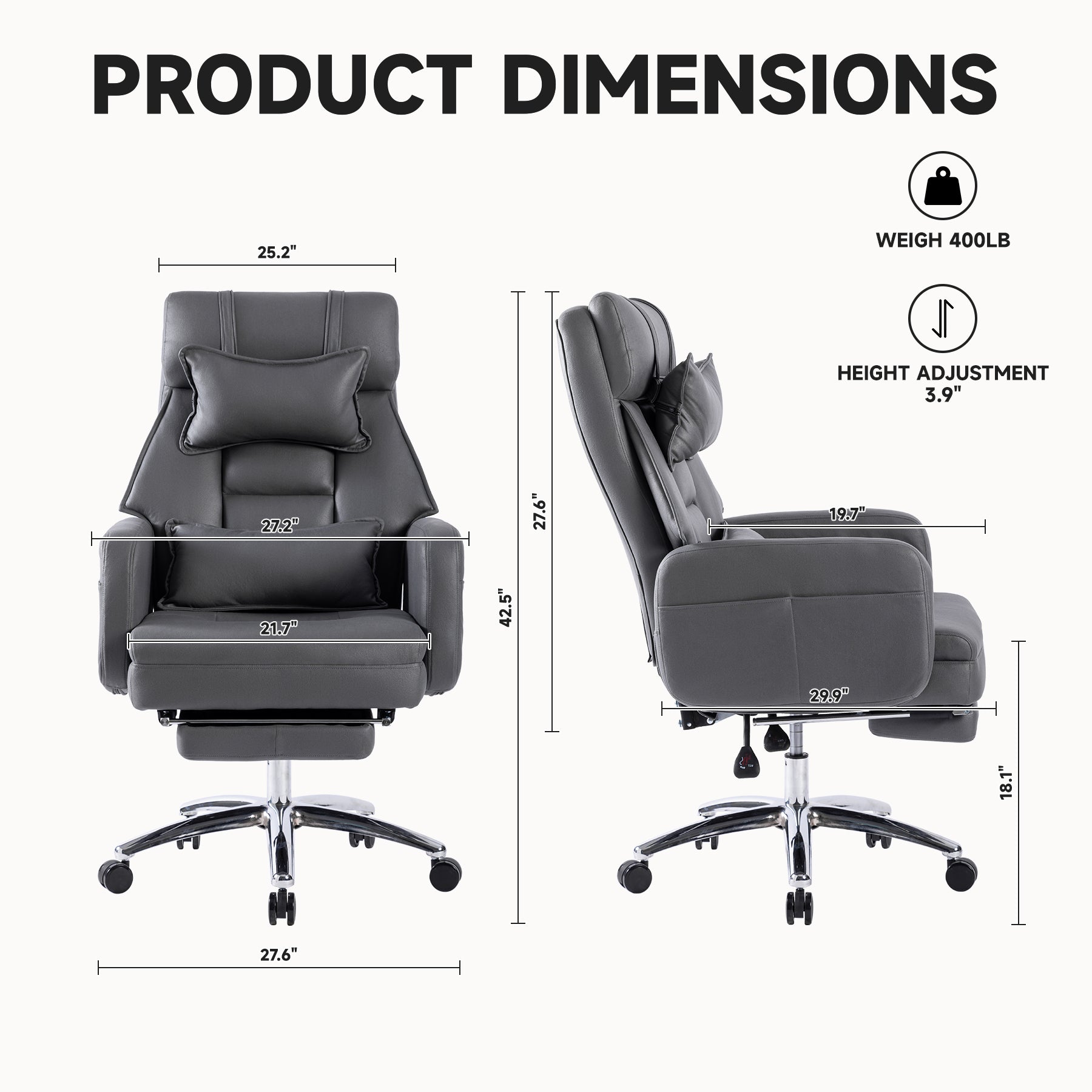 Dark Grey Ergonomic Swivel Office Chair With Lumbar Support – Platinum-Level Office Chairs, adjustable height and lumbar support.