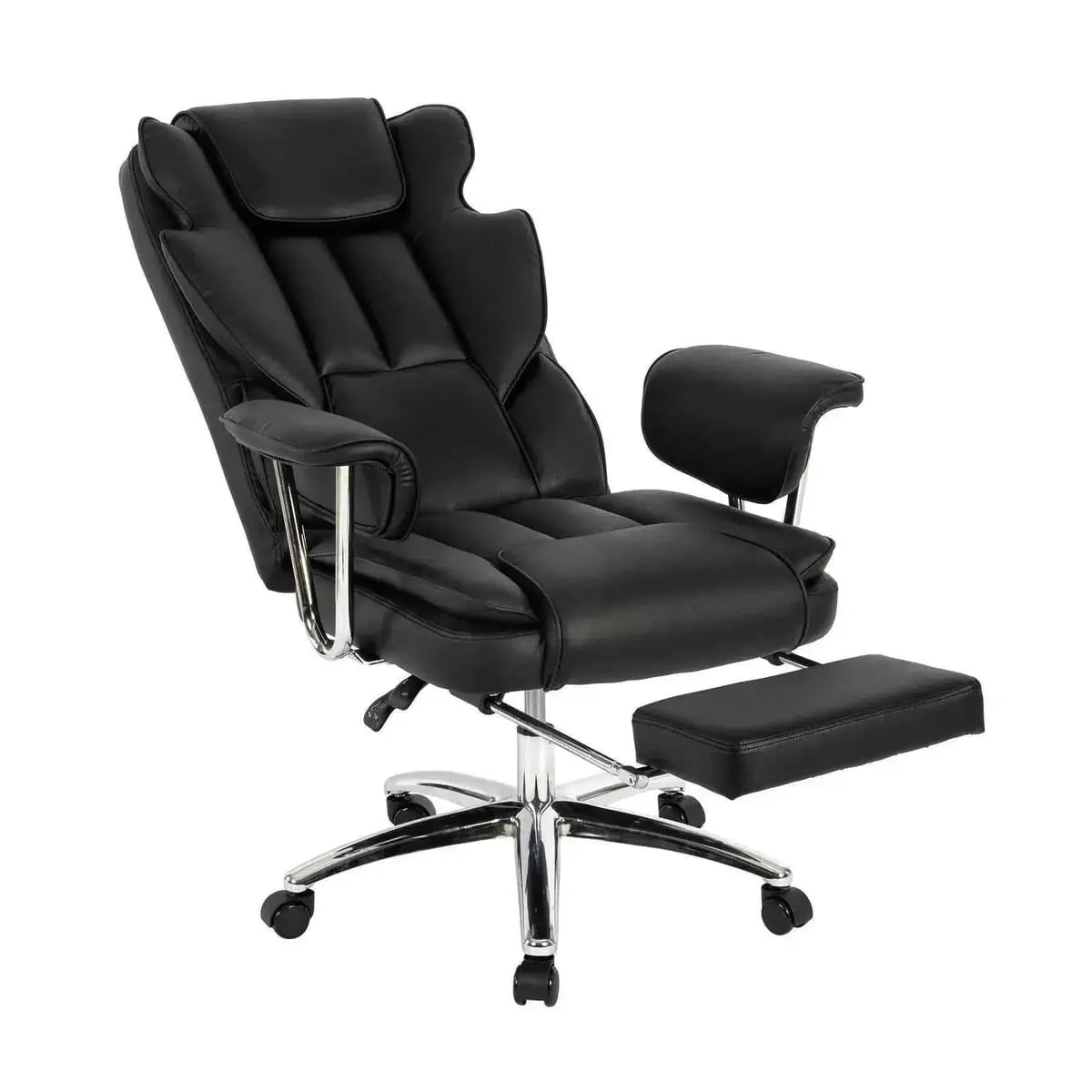 Platinum-Level Big And Tall Ergonomic Premium Executive Office Chair With Footrest Black Leather For Home Office - Platinum-Level Office Chairs