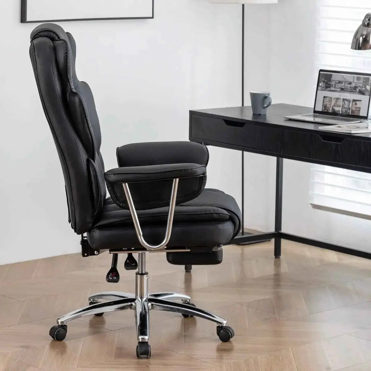 Platinum-Level Big And Tall Ergonomic Premium Executive Office Chair With Footrest Black Leather For Home Office - Platinum-Level Office Chairs