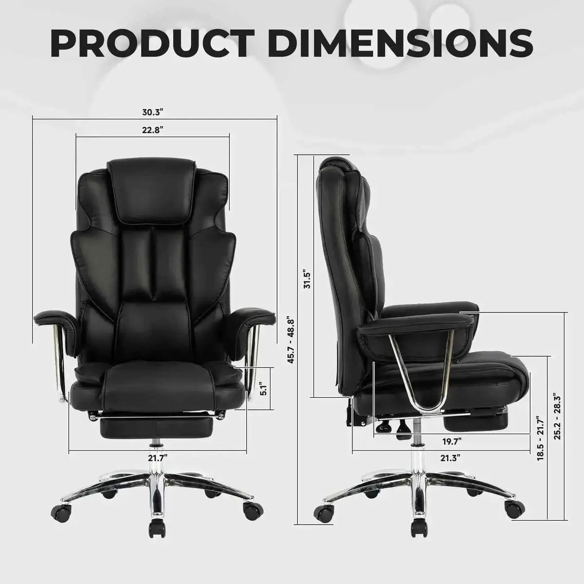 Platinum-Level Big And Tall Ergonomic Premium Executive Office Chair With Footrest Black Leather For Home Office - Platinum-Level Office Chairs