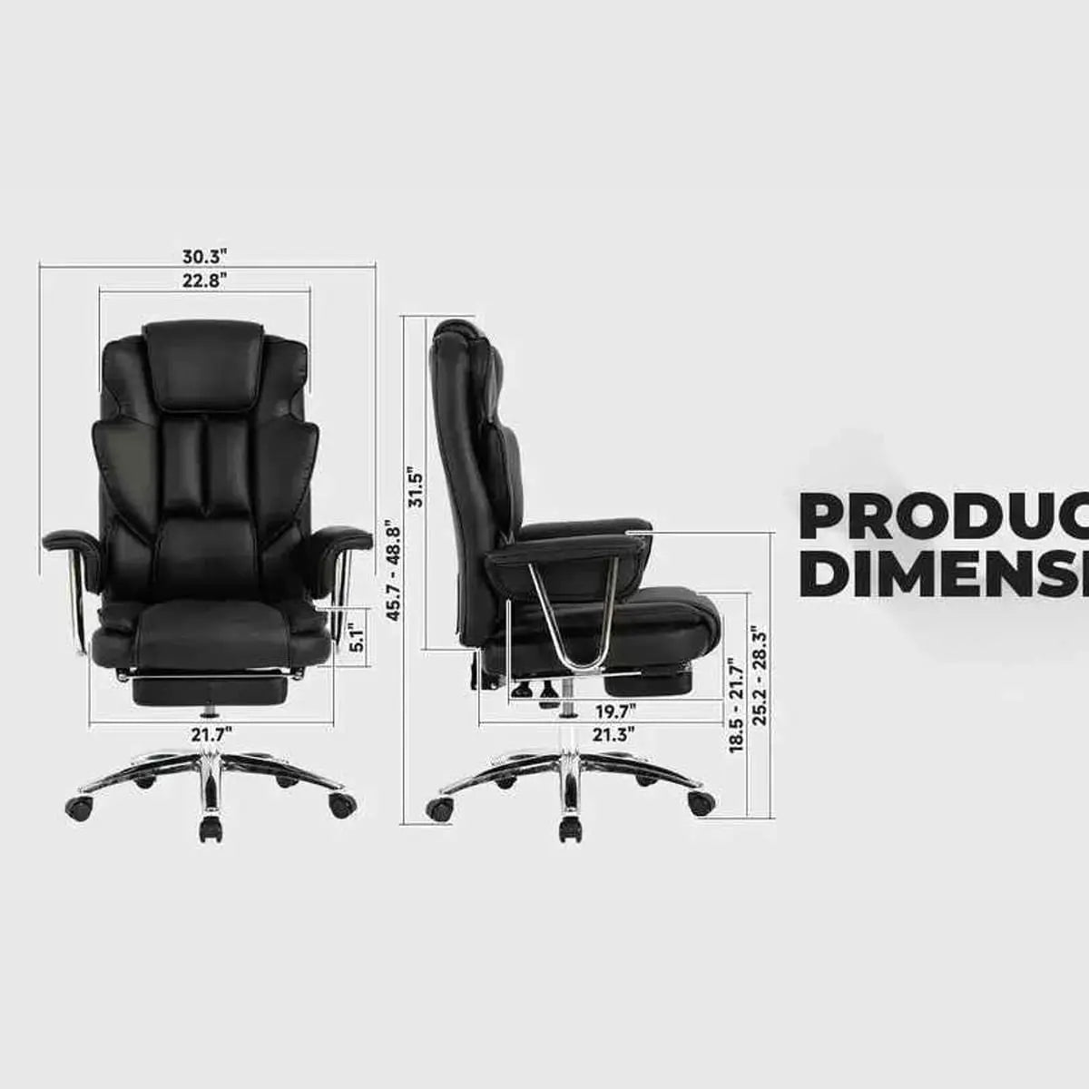Platinum-Level Big And Tall Ergonomic Premium Executive Office Chair With Footrest Black Leather For Home Office - Platinum-Level Office Chairs