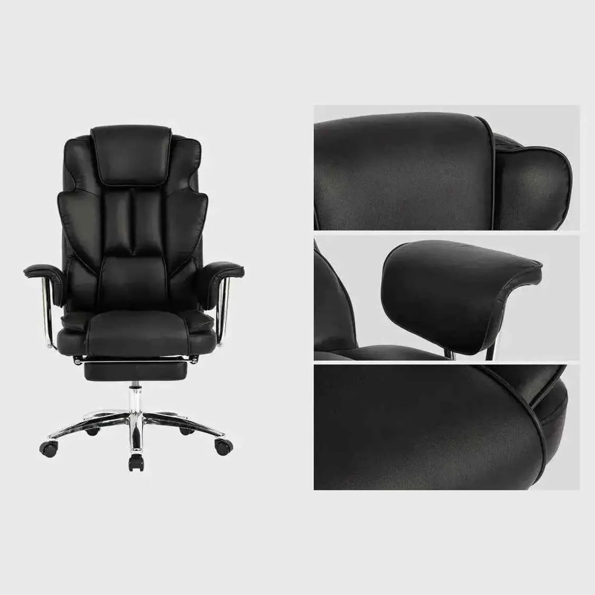 Platinum-Level Big And Tall Ergonomic Premium Executive Office Chair With Footrest Black Leather For Home Office - Platinum-Level Office Chairs