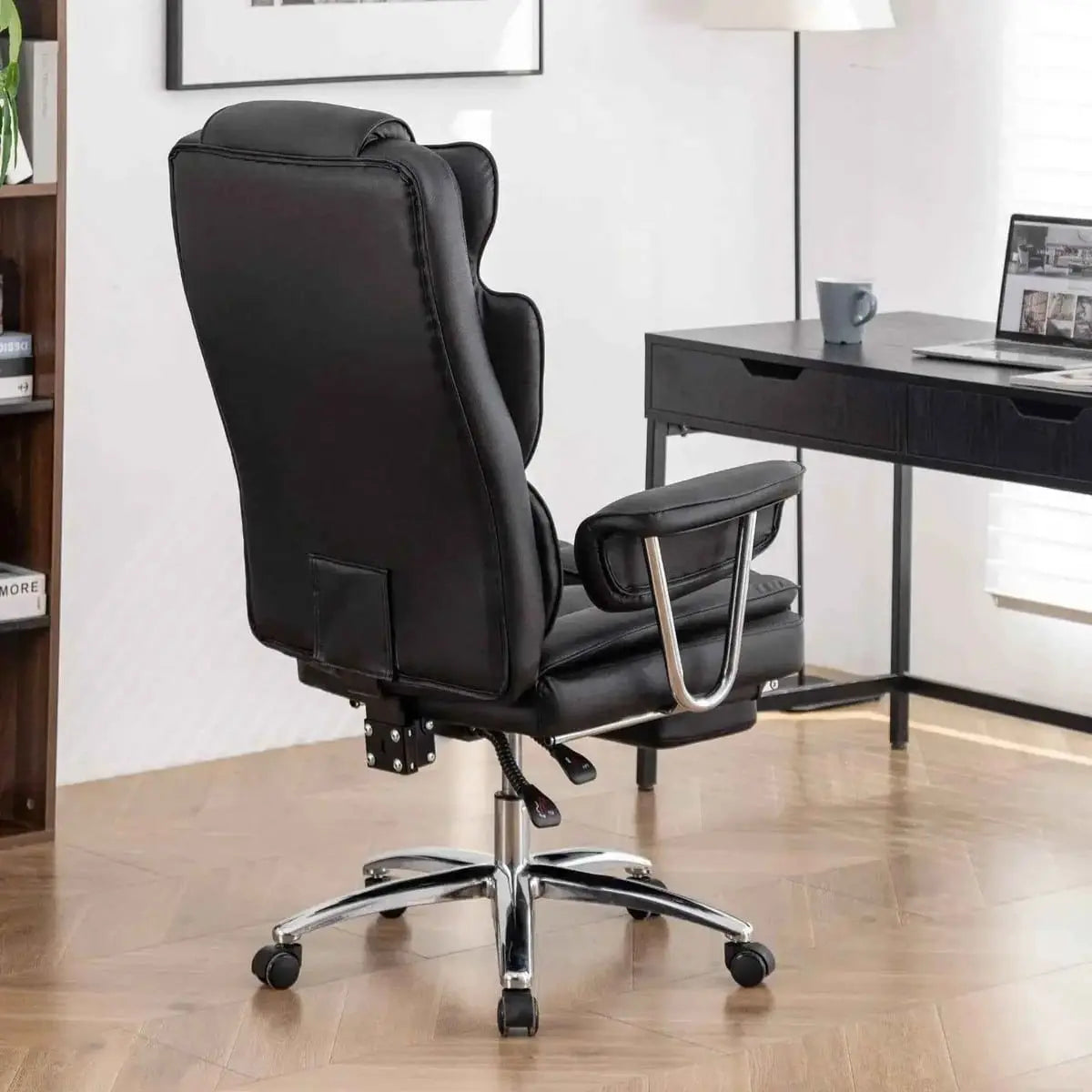 Platinum-Level Big And Tall Ergonomic Premium Executive Office Chair With Footrest Black Leather For Home Office - Platinum-Level Office Chairs