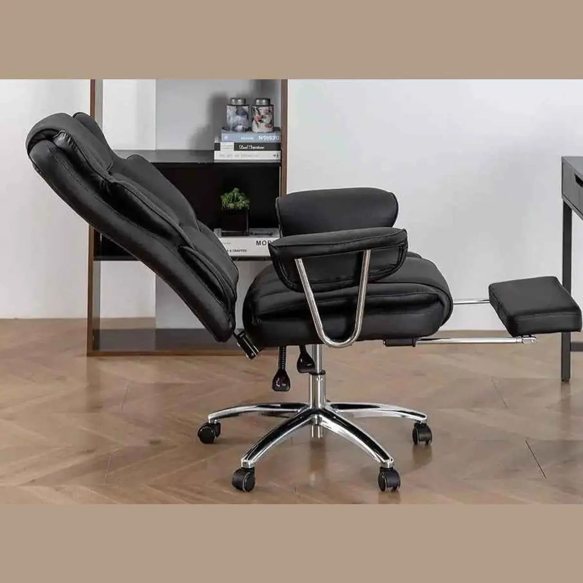 Platinum-Level Big And Tall Ergonomic Premium Executive Office Chair With Footrest Black Leather For Home Office - Platinum-Level Office Chairs