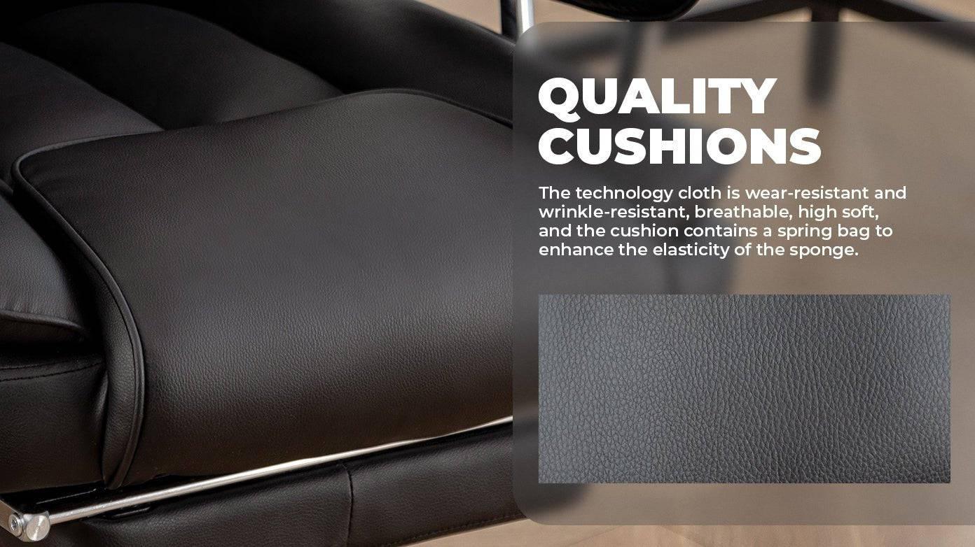 Big and Tall Ergonomic Executive Office Chair with Footrest - Black Leather Reclining Desk Chair for Home Office - Platinum-Level Office Chairs