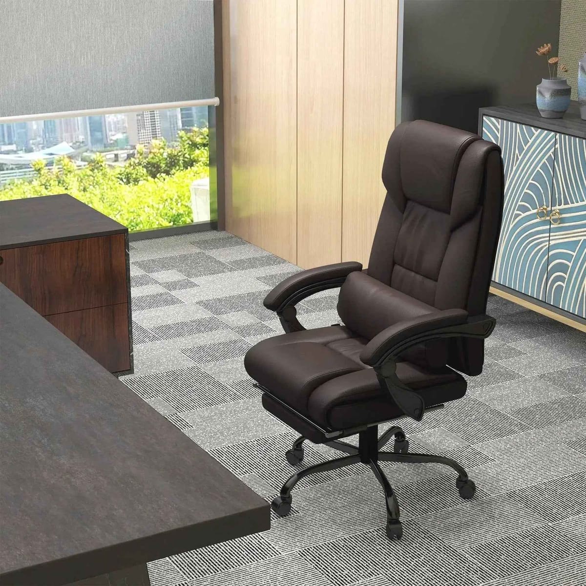 Ergonomic Massage Office Chair Heated Lumbar Footrest Executive - Platinum-Level Office Chairs