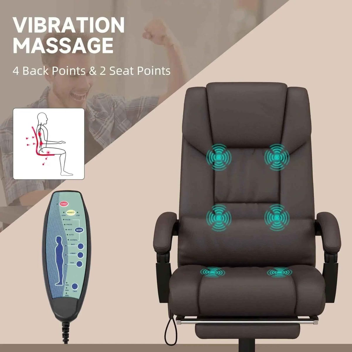 Ergonomic Massage Office Chair Heated Lumbar Footrest Executive - Platinum-Level Office Chairs
