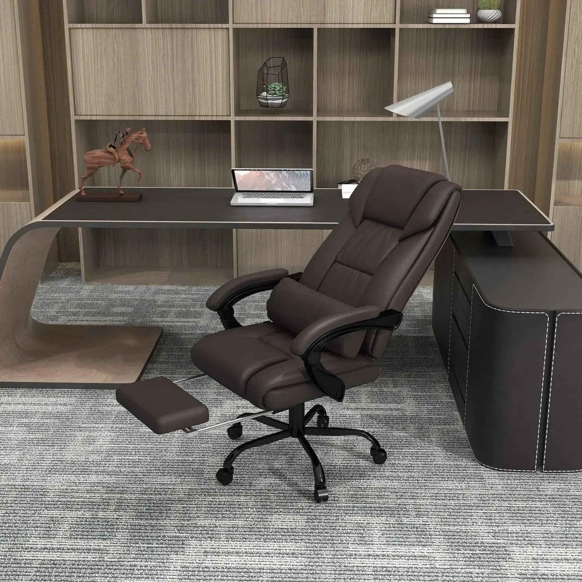 Ergonomic Massage Office Chair Heated Lumbar Footrest Executive - Platinum-Level Office Chairs