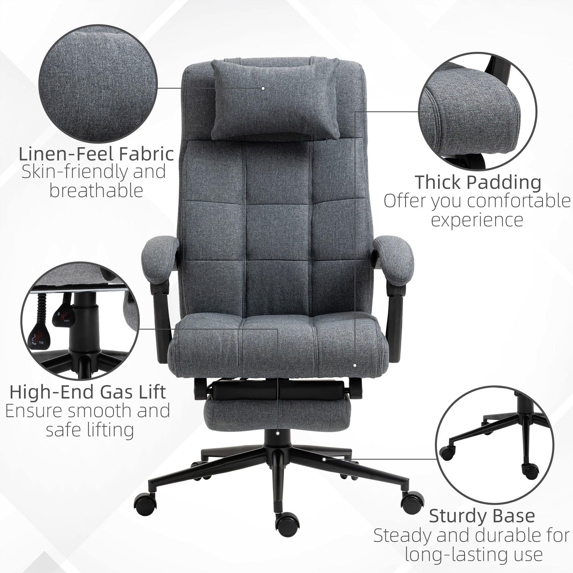High-Back Dark Grey Executive Office Chair with Adjustable Height, Padded Footrest, Headrest, and Armrests - Platinum-Level Office Chairs