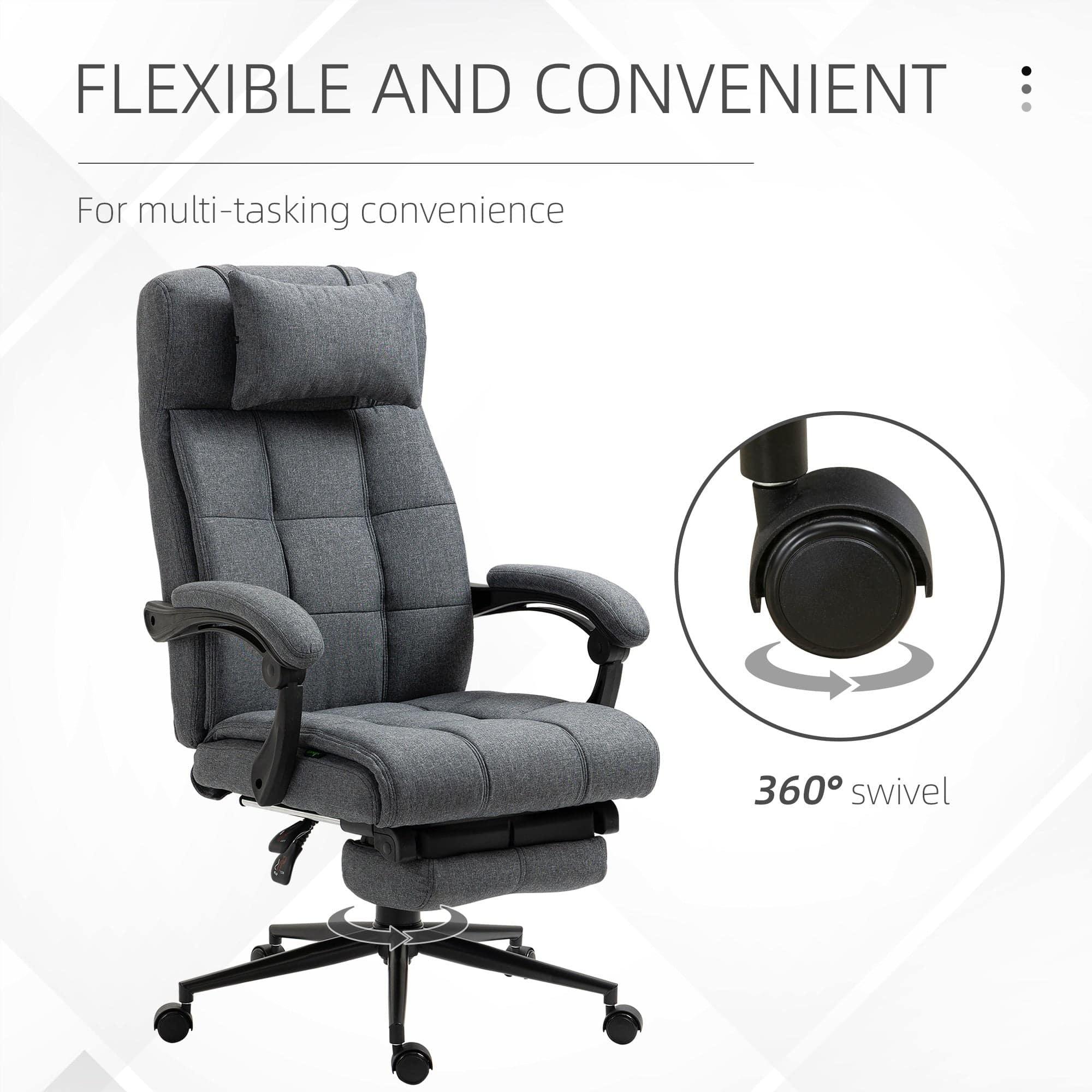 High-Back Dark Grey Executive Office Chair with Adjustable Height, Padded Footrest, Headrest, and Armrests - Platinum-Level Office Chairs