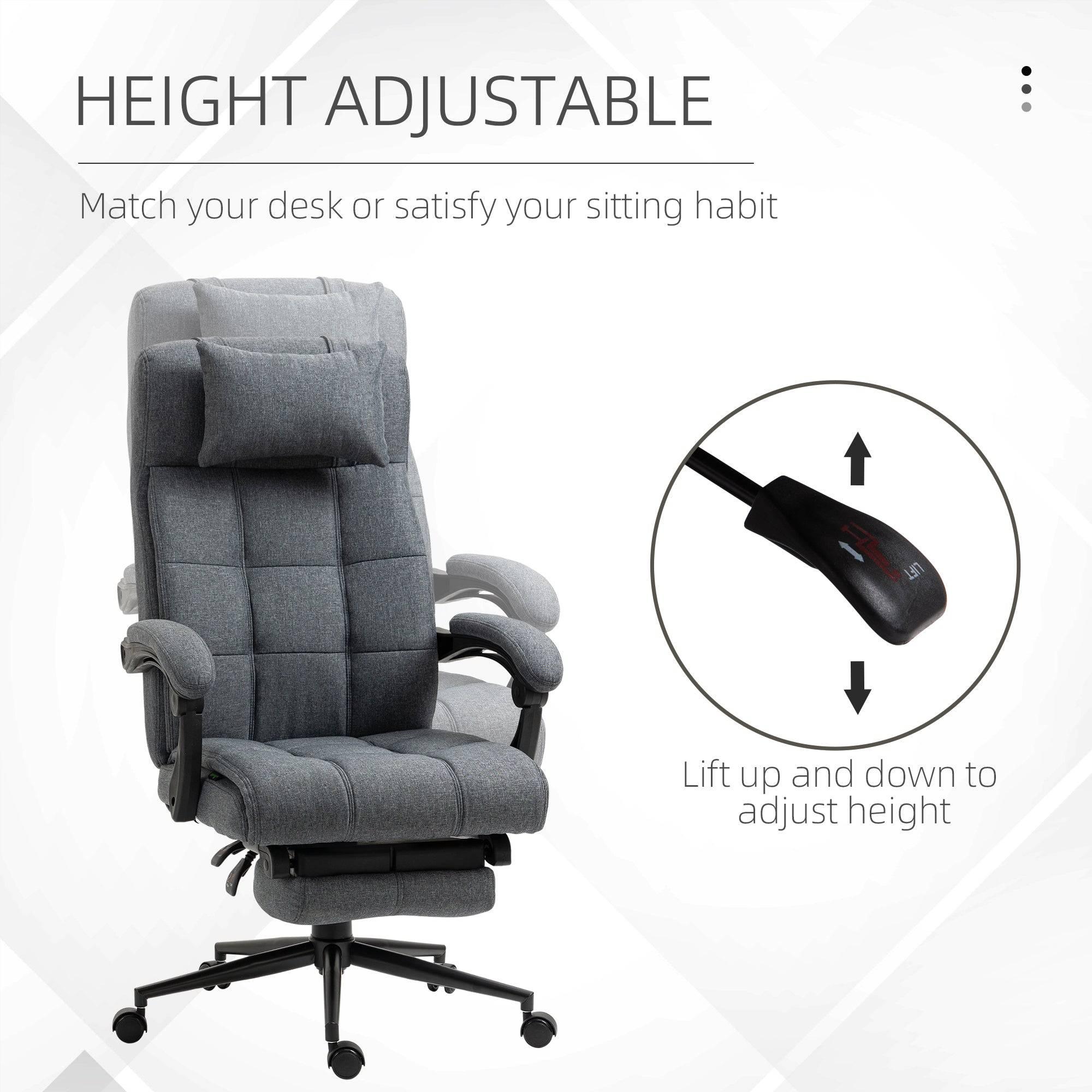 High-Back Dark Grey Executive Office Chair with Adjustable Height, Padded Footrest, Headrest, and Armrests - Platinum-Level Office Chairs