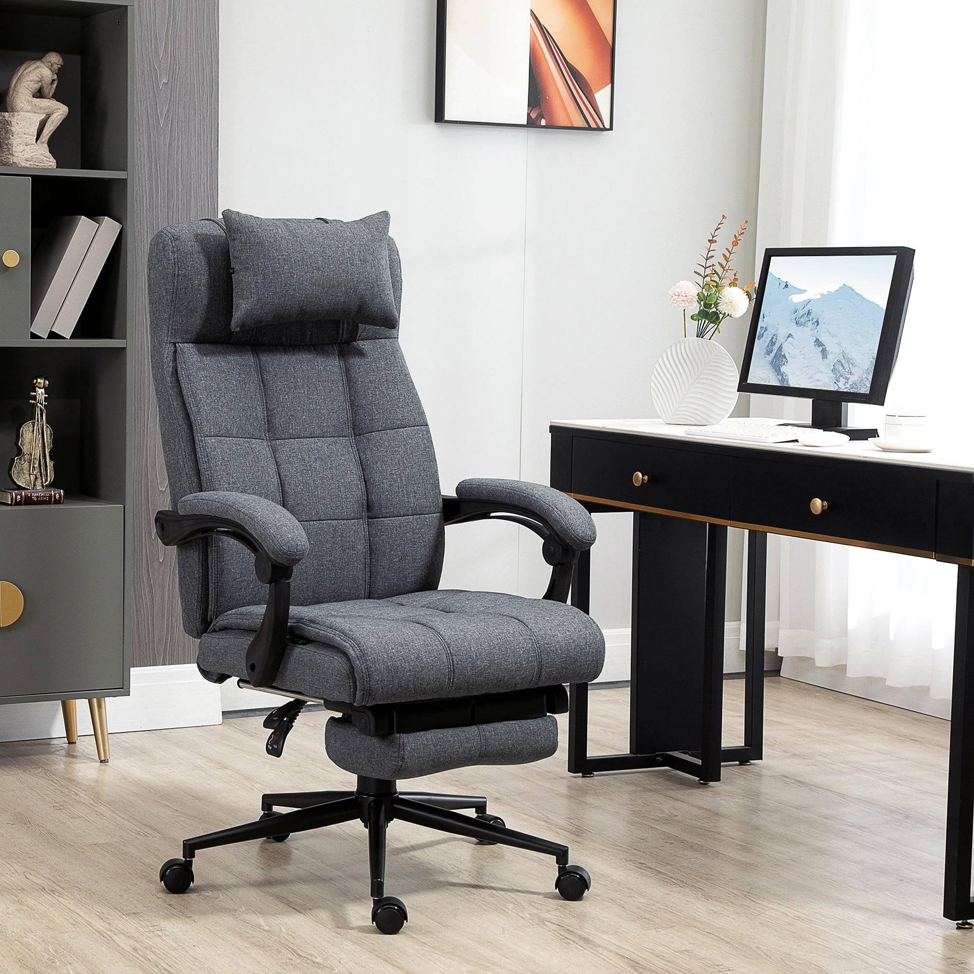 High-Back Dark Grey Executive Office Chair with Adjustable Height, Padded Footrest, Headrest, and Armrests - Platinum-Level Office Chairs