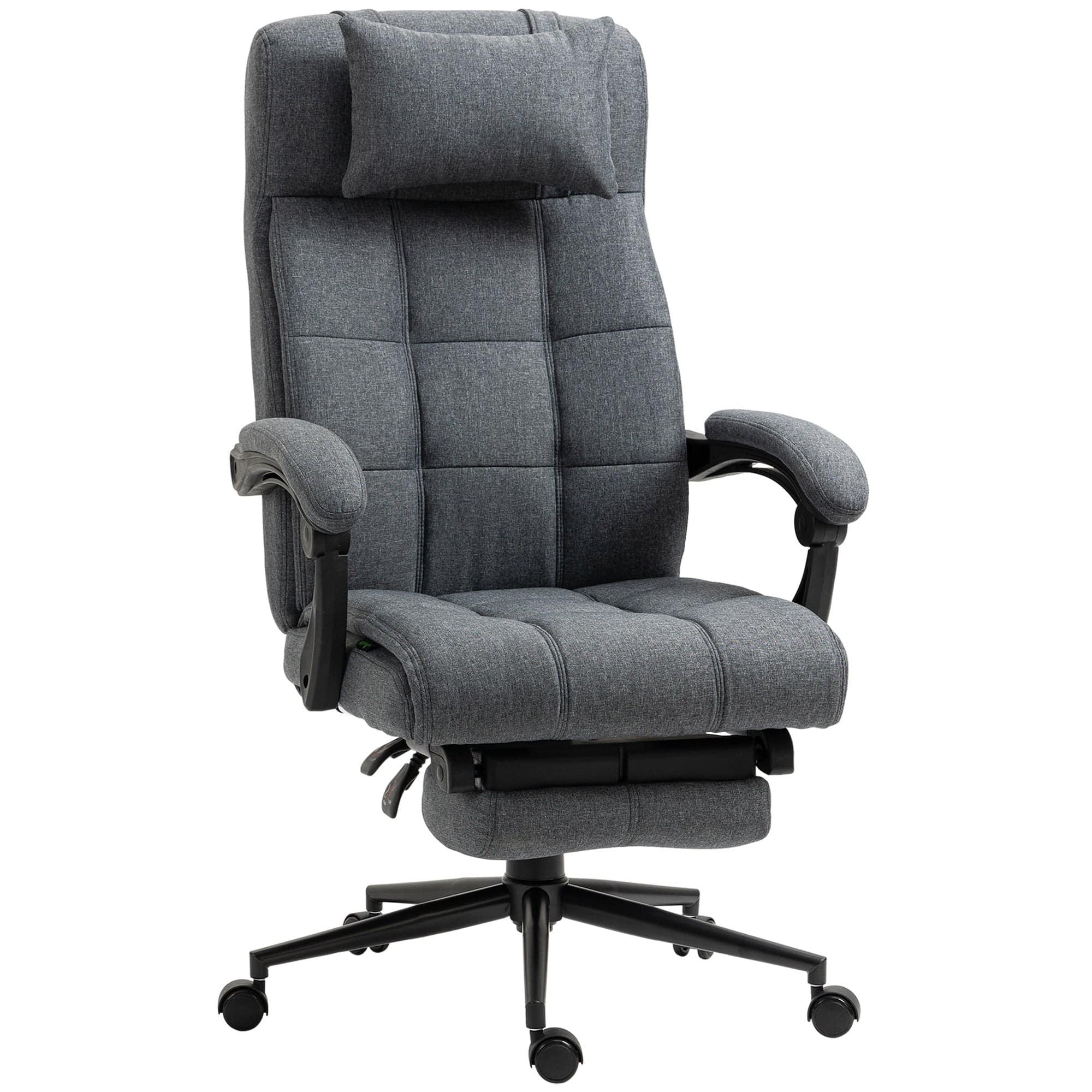 High-Back Dark Grey Executive Office Chair with Adjustable Height, Padded Footrest, Headrest, and Armrests - Platinum-Level Office Chairs