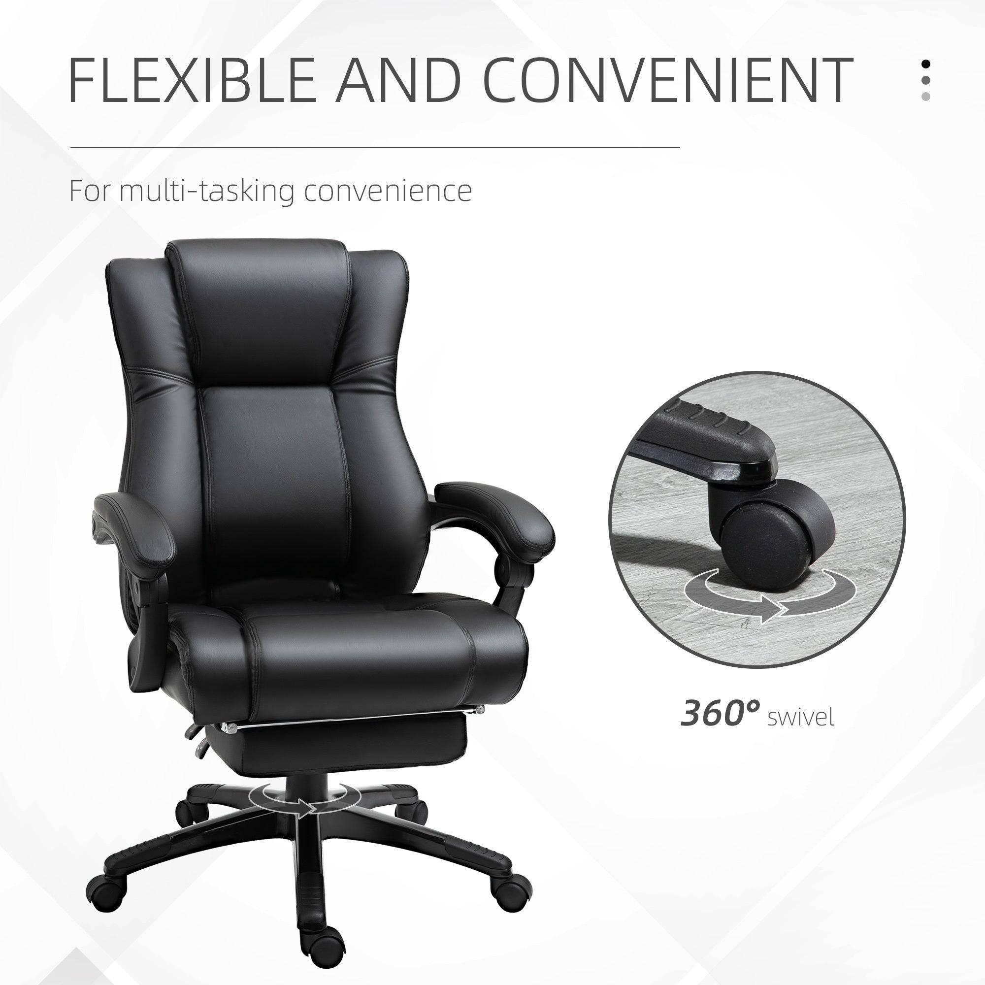 Vinsetto Adjustable High Back Executive Office Chair with PU Leather, Retractable Footrest, and Swivel Mobility in Black - Platinum-Level Office Chairs