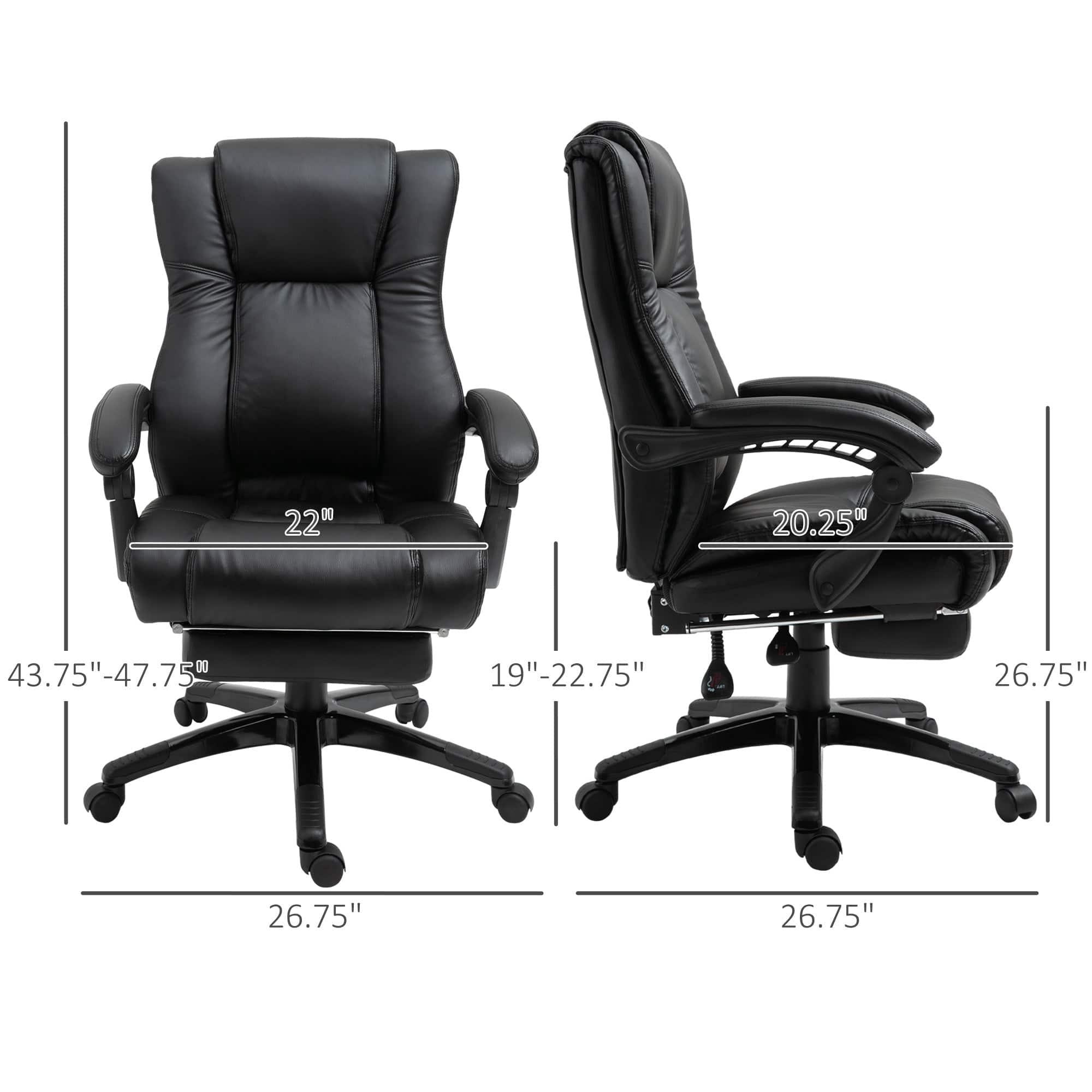 Vinsetto Adjustable High Back Executive Office Chair with PU Leather, Retractable Footrest, and Swivel Mobility in Black - Platinum-Level Office Chairs