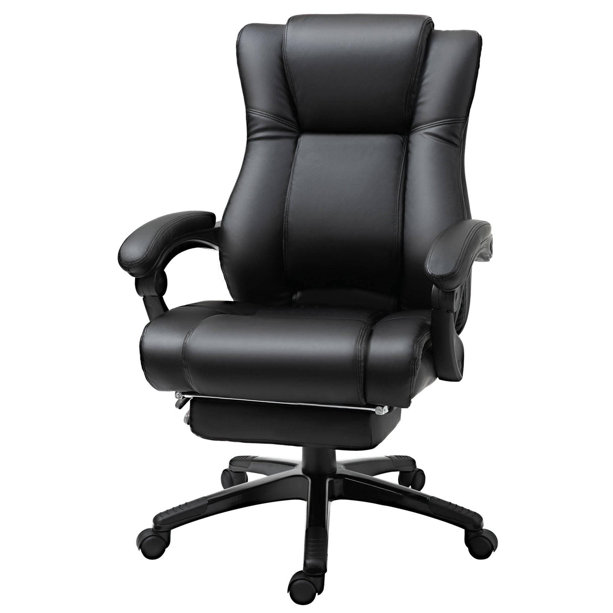 Vinsetto Adjustable High Back Executive Office Chair with PU Leather, Retractable Footrest, and Swivel Mobility in Black - Platinum-Level Office Chairs