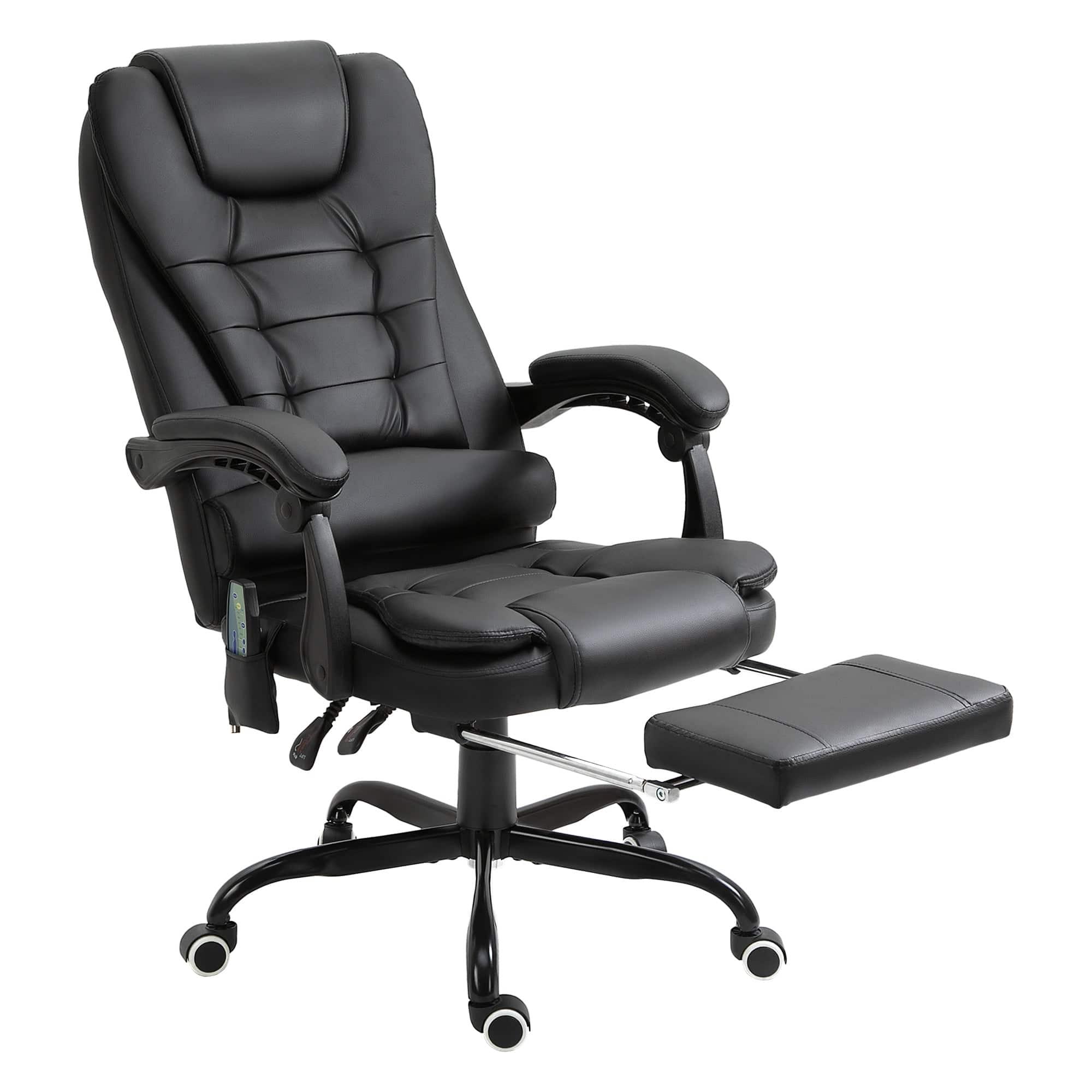 Vinsetto Ergonomic High Back Massage Office Chair with Lumbar Support and Adjustable Footrest - Executive Recliner in Black - Platinum-Level Office Chairs