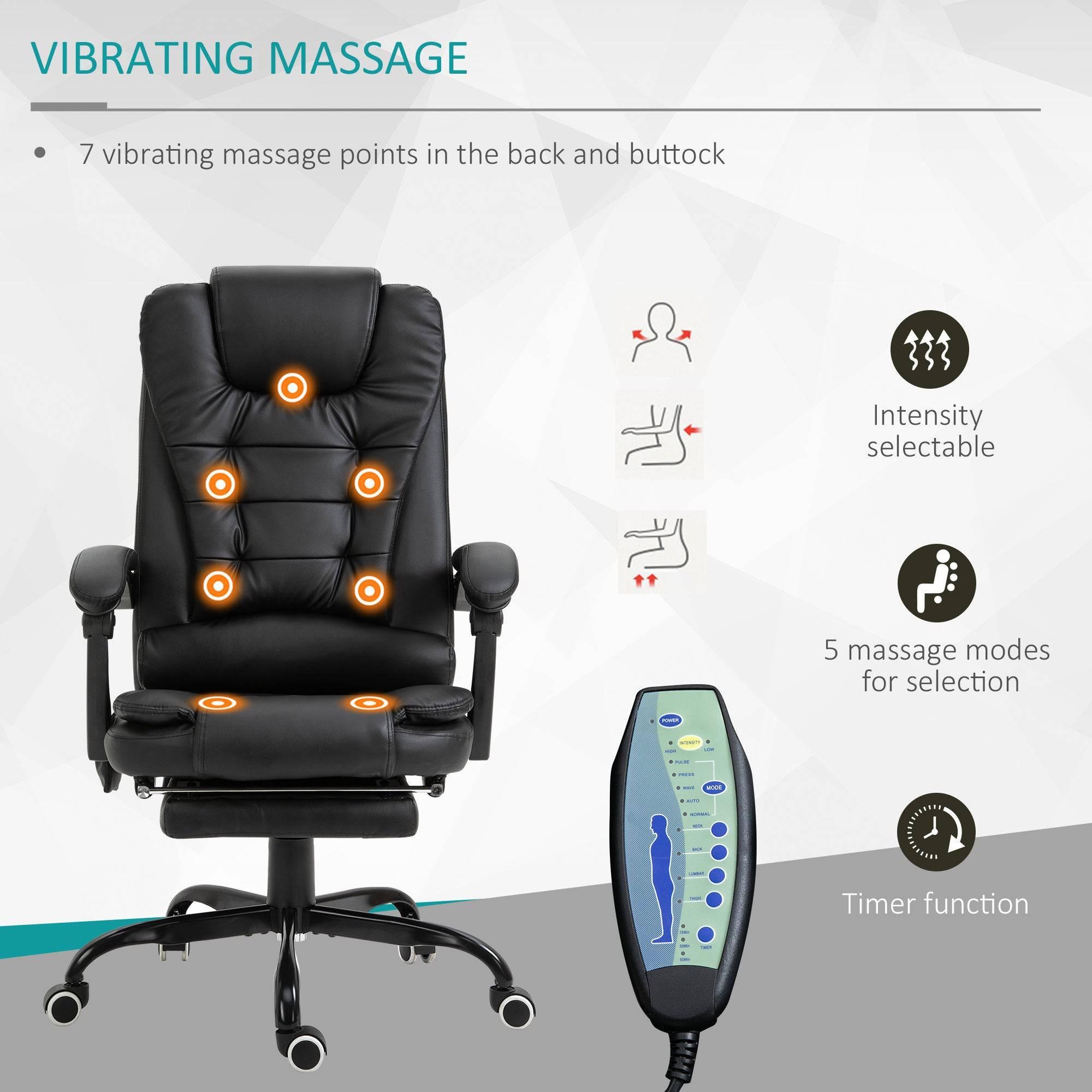 Vinsetto Ergonomic High Back Massage Office Chair with Lumbar Support and Adjustable Footrest - Executive Recliner in Black - Platinum-Level Office Chairs